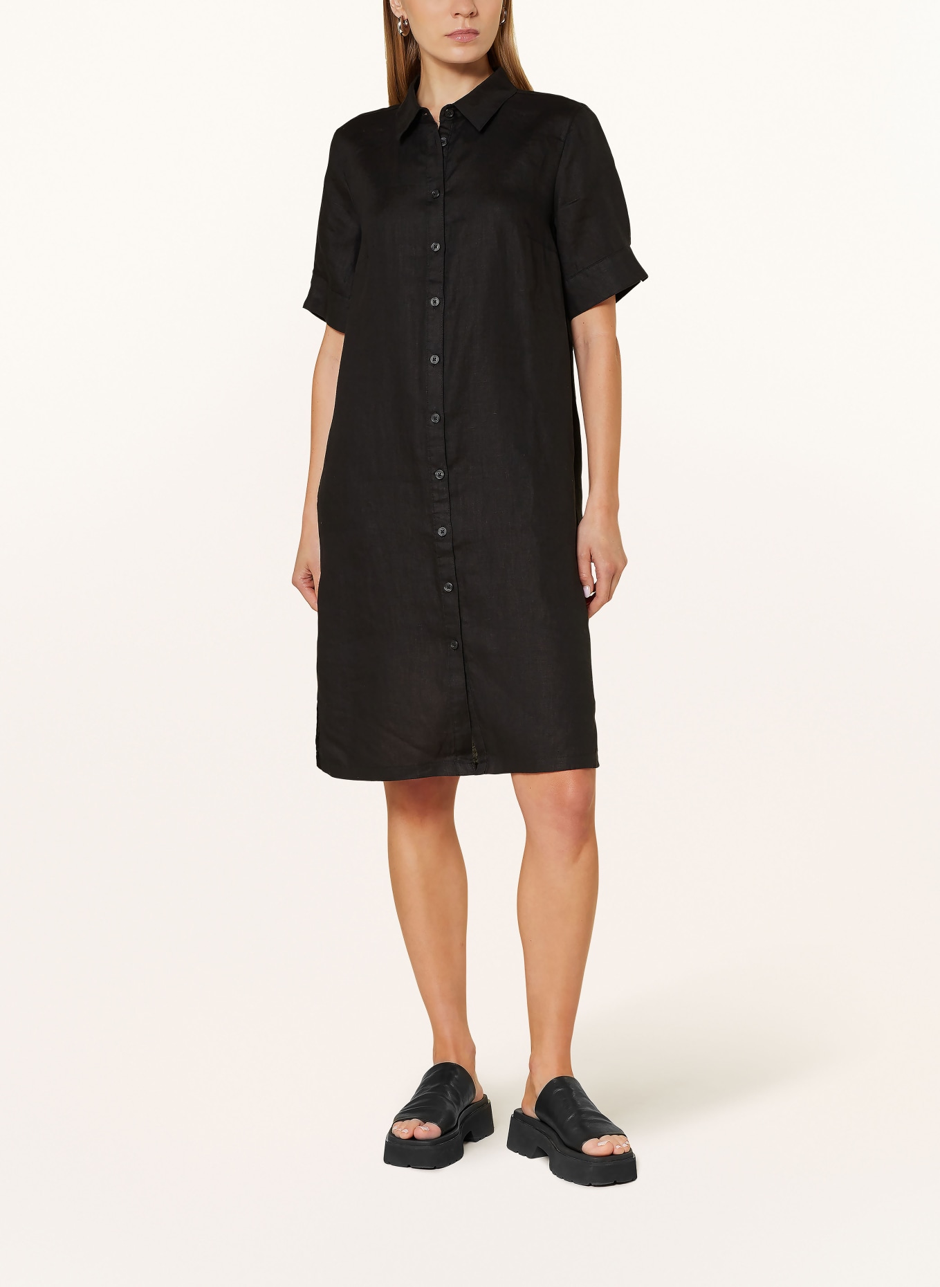 BETTY&CO Shirt dress in linen, Color: BLACK (Image 2)