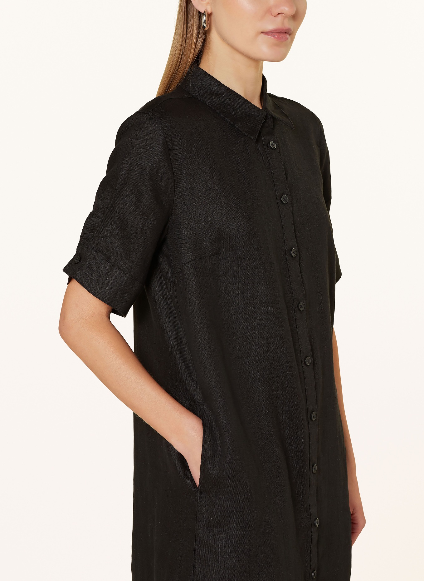 BETTY&CO Hemdblusenkleid aus Leinen, Farbe: SCHWARZ (Bild 4)