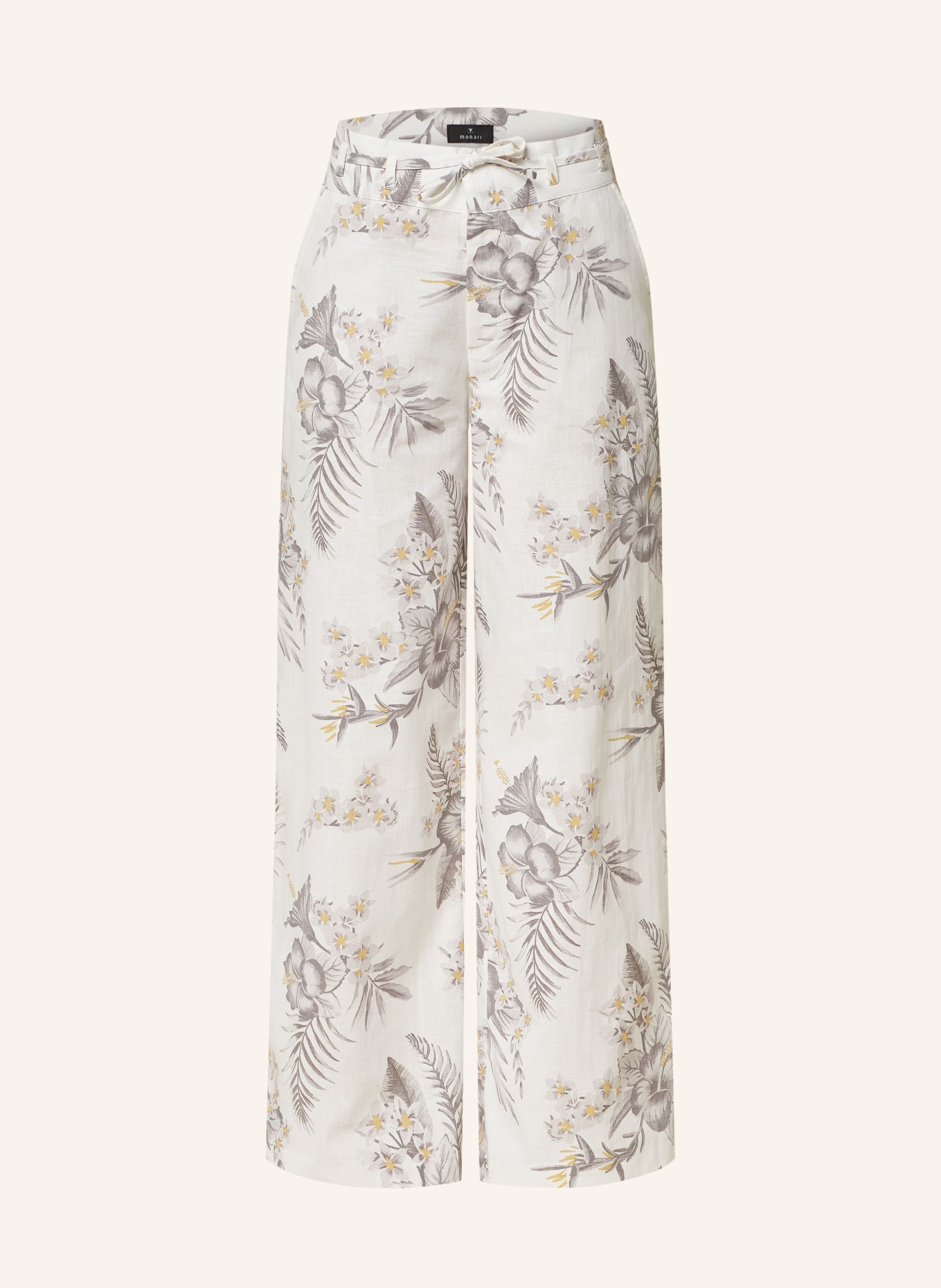 monari Trousers with linen, Color: WHITE/ GRAY/ YELLOW (Image 1)