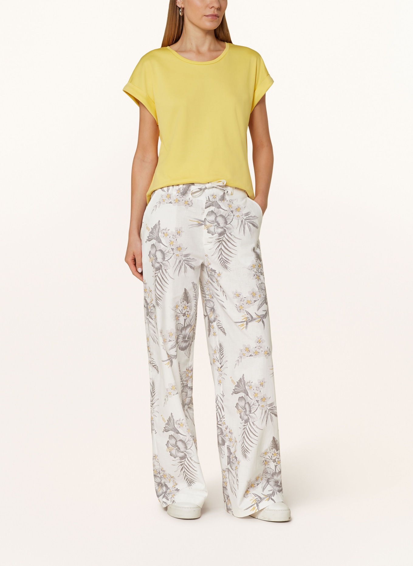 monari Trousers with linen, Color: WHITE/ GRAY/ YELLOW (Image 2)