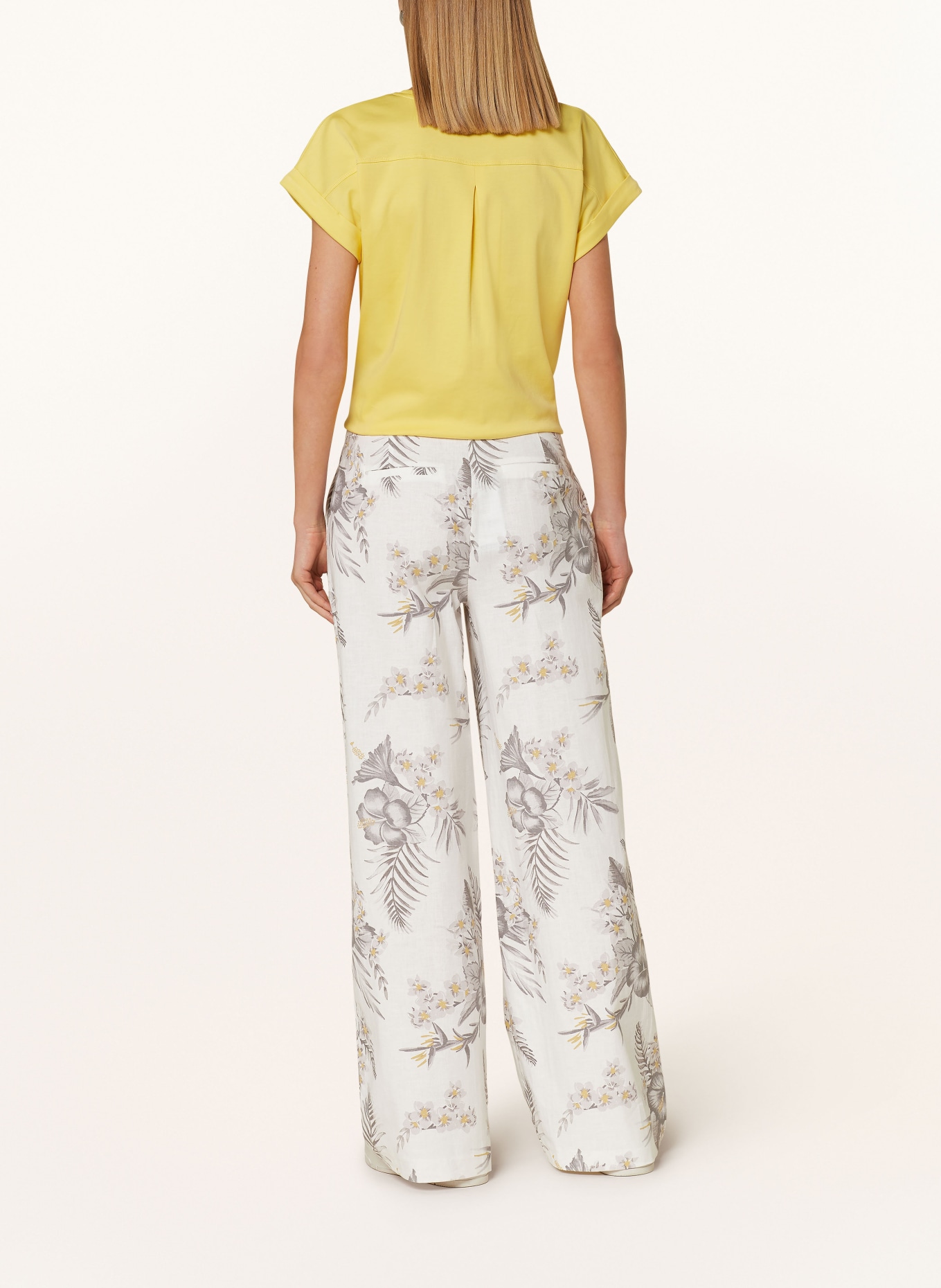 monari Trousers with linen, Color: WHITE/ GRAY/ YELLOW (Image 3)