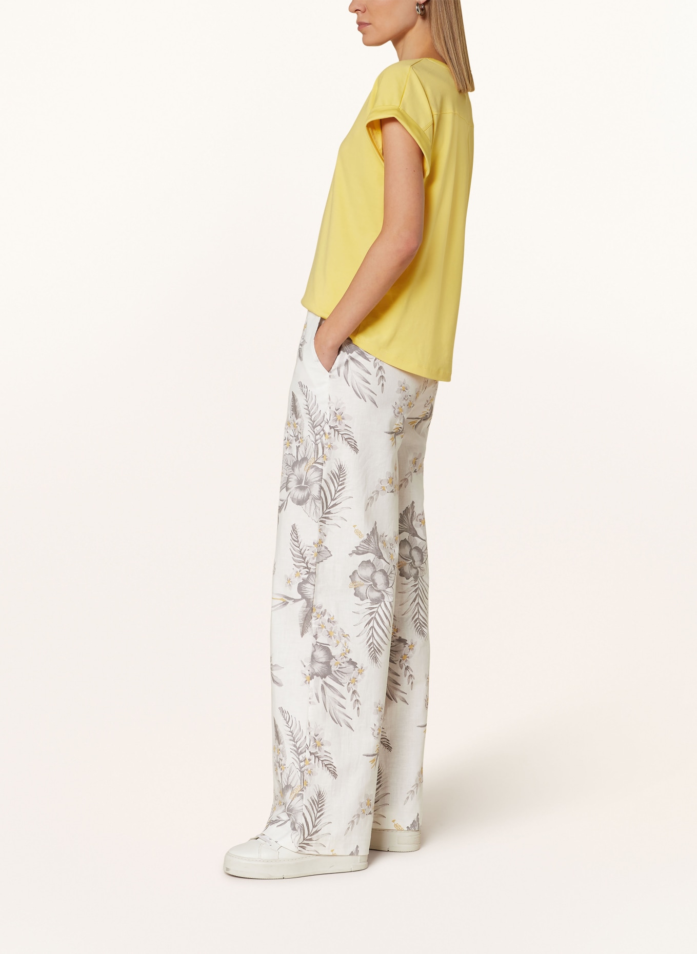 monari Trousers with linen, Color: WHITE/ GRAY/ YELLOW (Image 4)