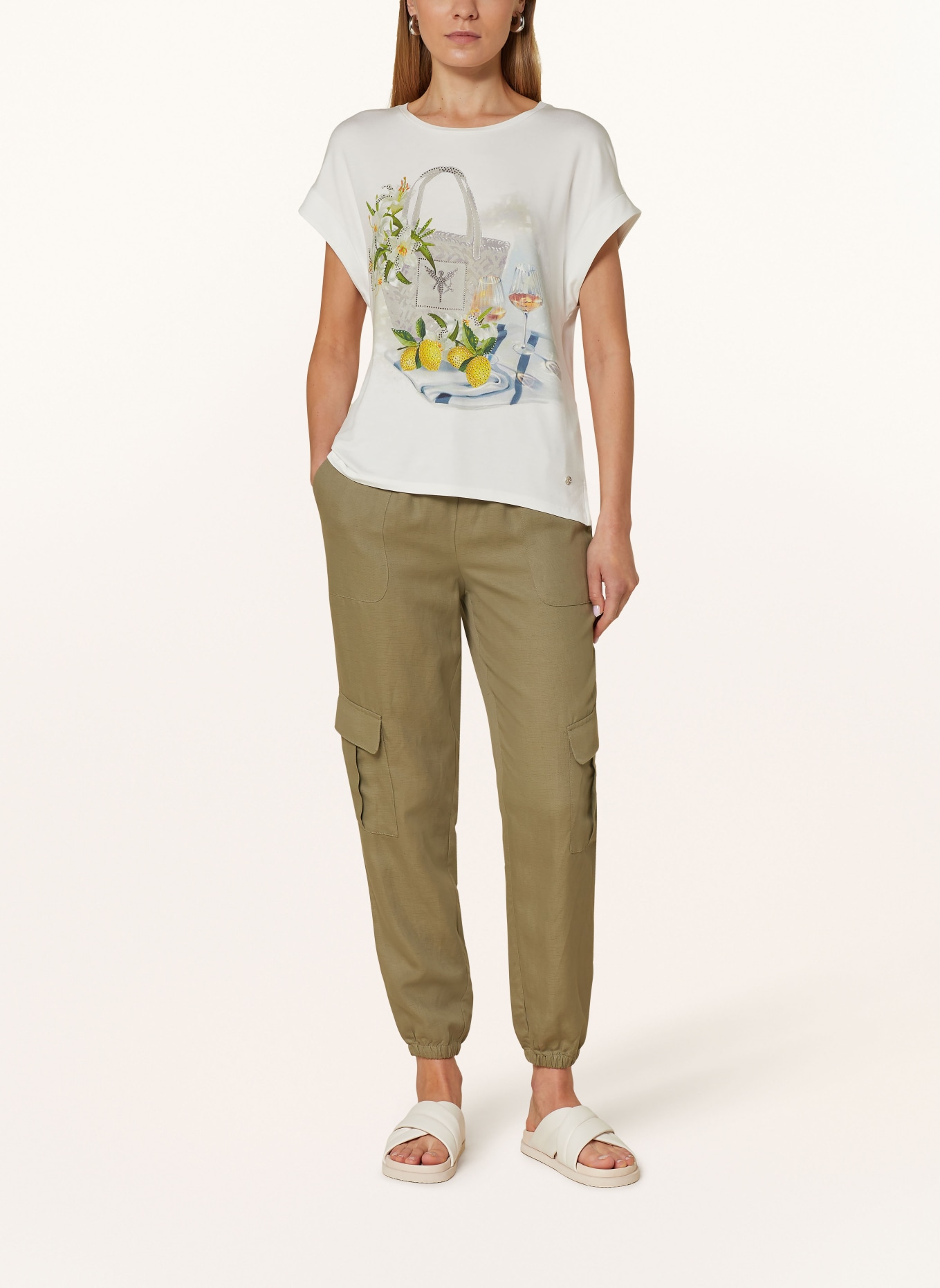 monari T-shirt with decorative gems, Color: CREAM (Image 2)