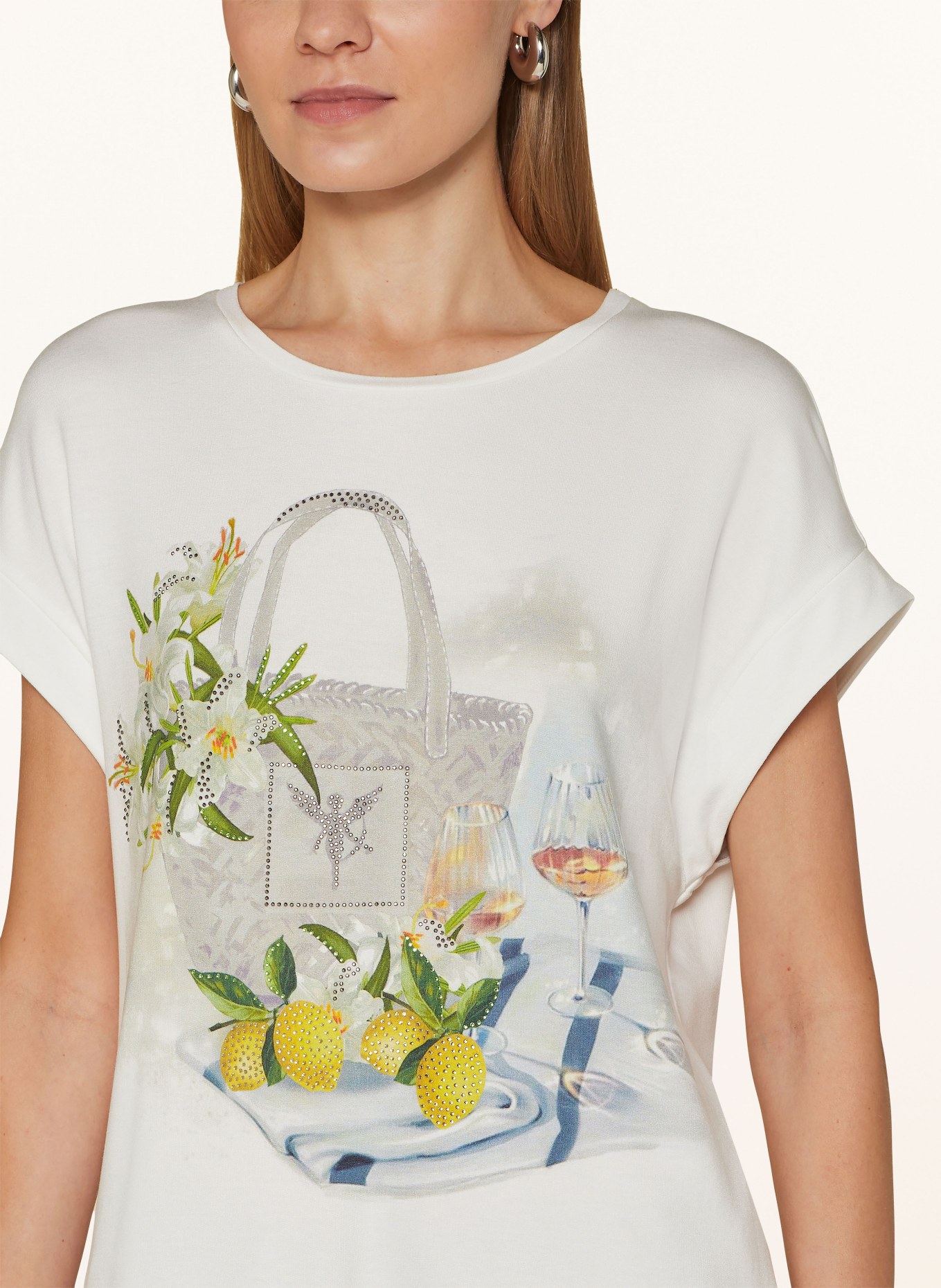 monari T-shirt with decorative gems, Color: CREAM (Image 4)