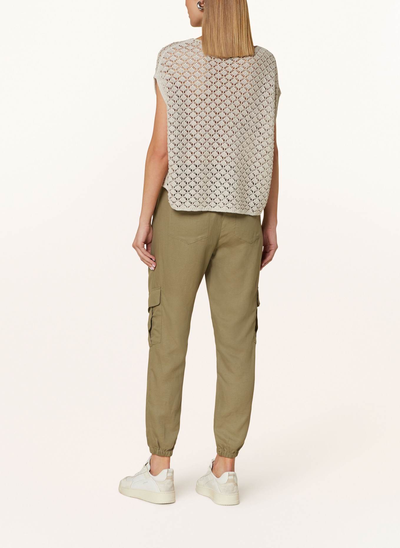 monari Knit shirt with linen and decorative gems, Color: BEIGE (Image 3)