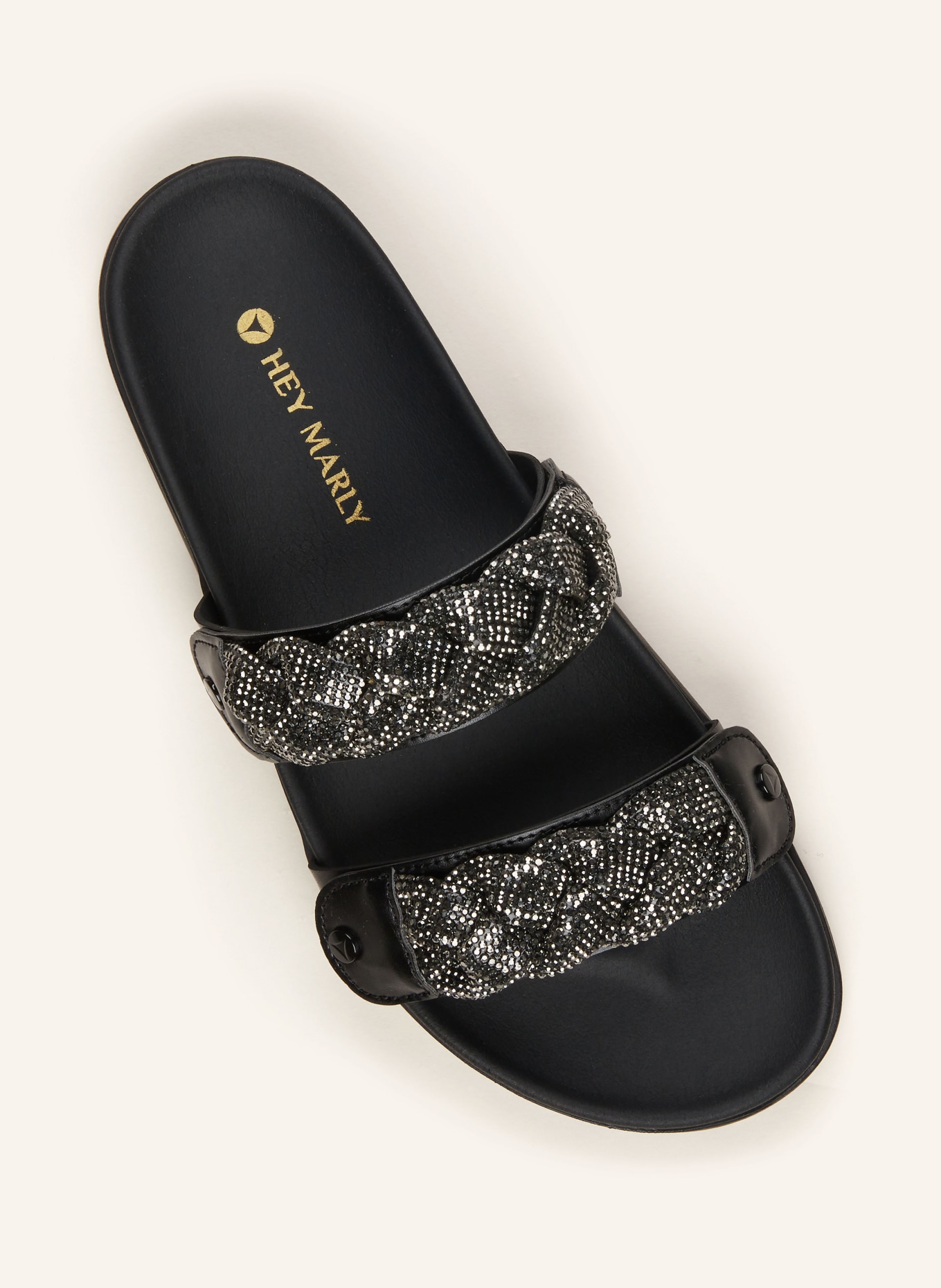 HEY MARLY Sandal upper BRAIDED GLITTER with decorative gems, Color: BLACK (Image 2)