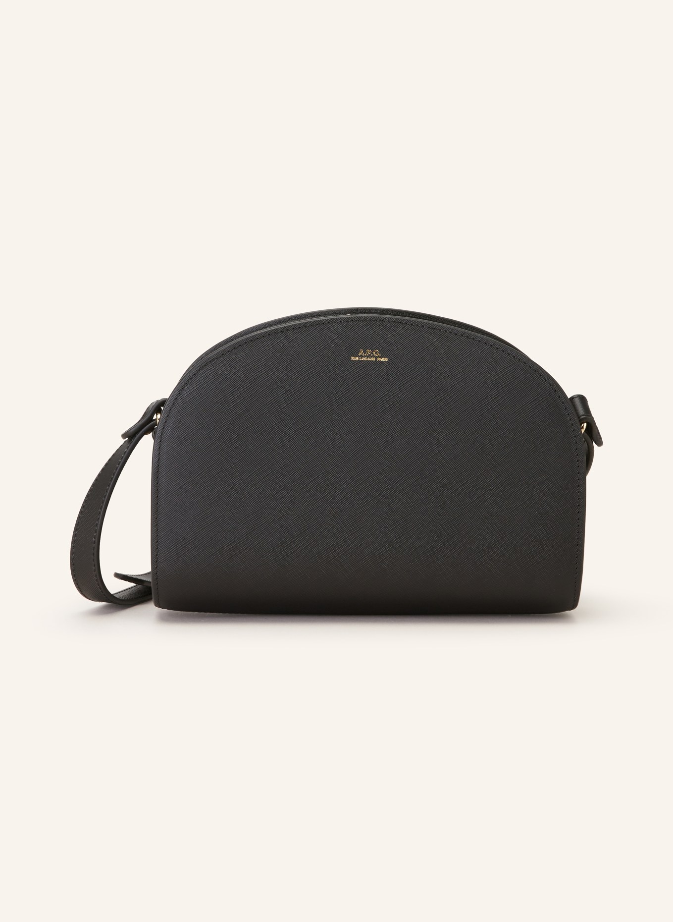 A.P.C. Saffiano crossbody bag DEMI-LUNE, Color: BLACK (Image 1)