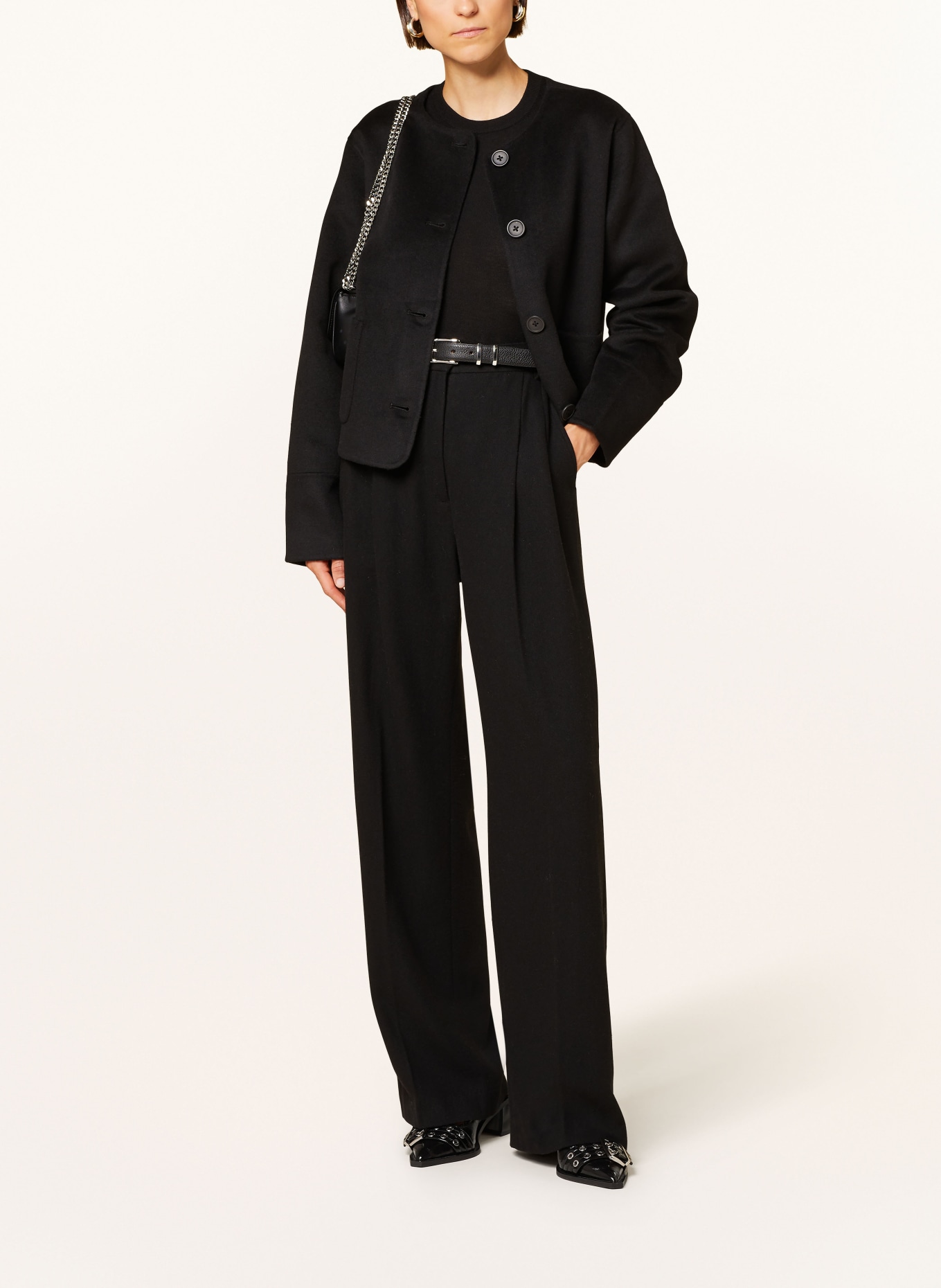 MRS & HUGS Wide leg trousers: BLACK