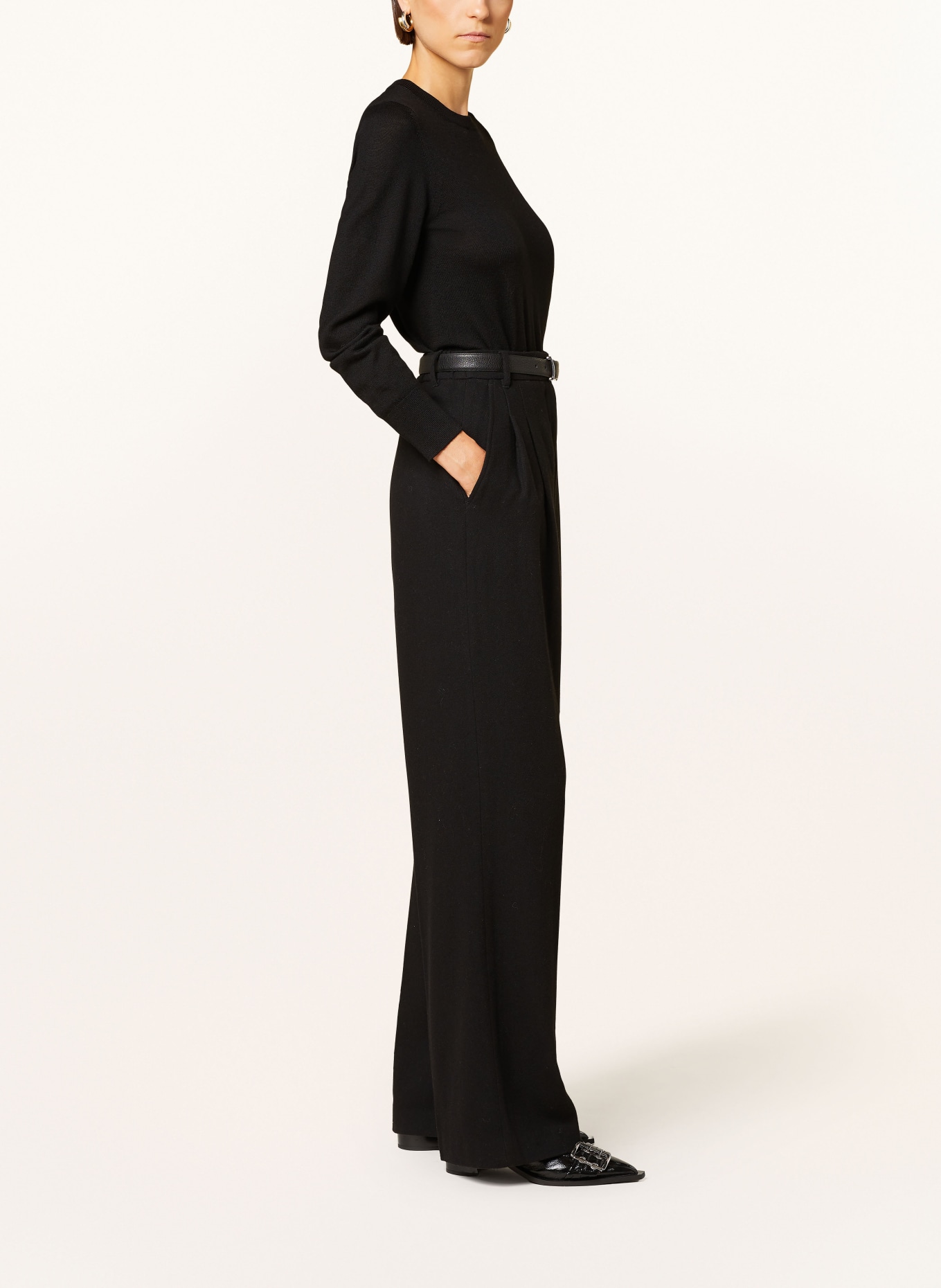 MRS & HUGS Wide leg trousers: BLACK