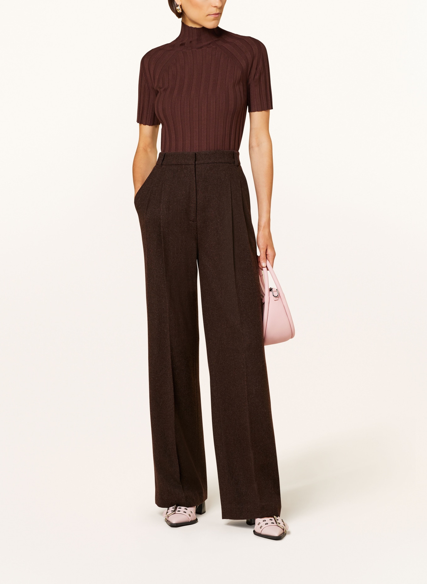 MRS & HUGS Wide leg trousers: DARK BROWN