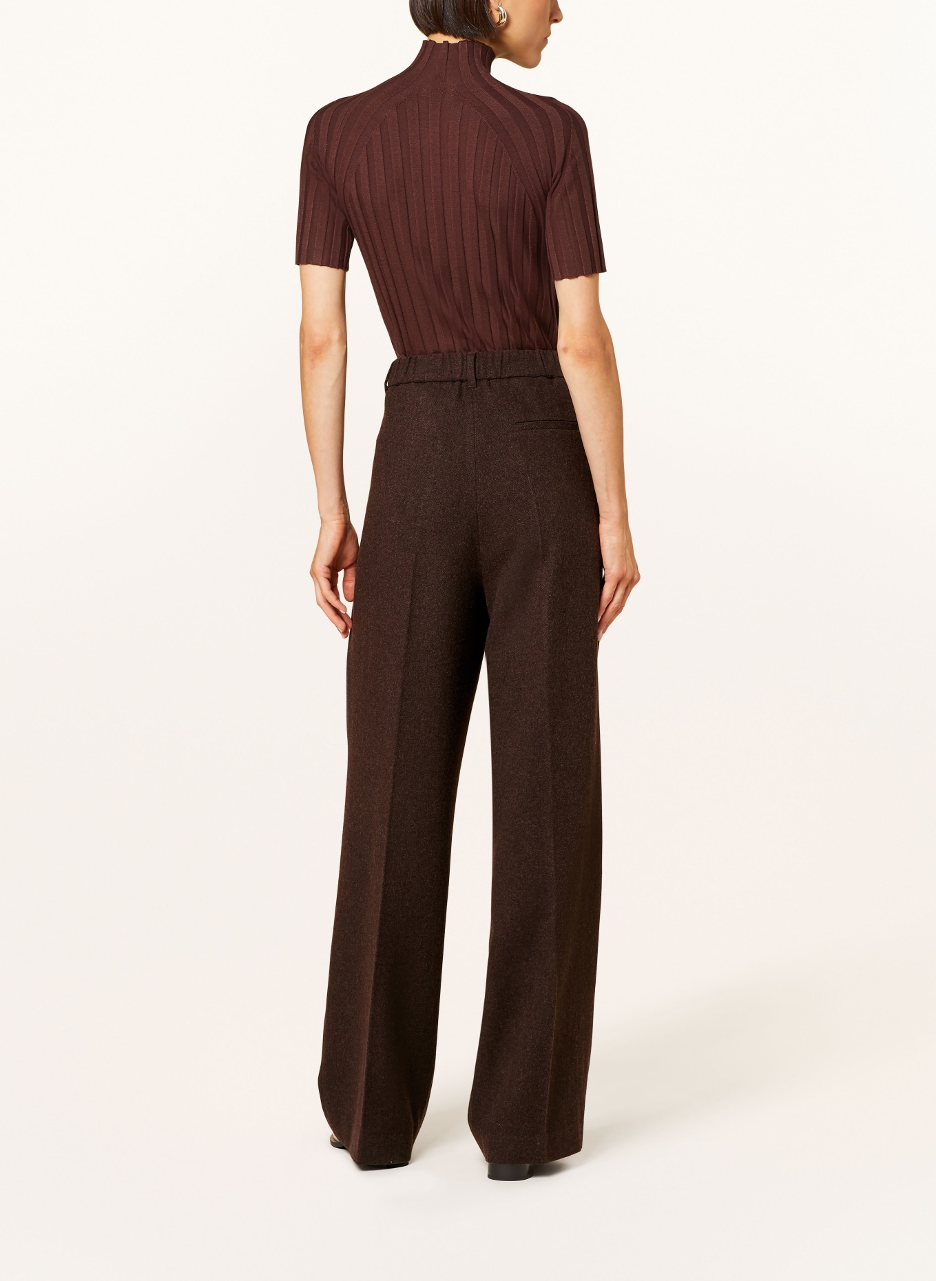 MRS & HUGS Wide leg trousers: DARK BROWN