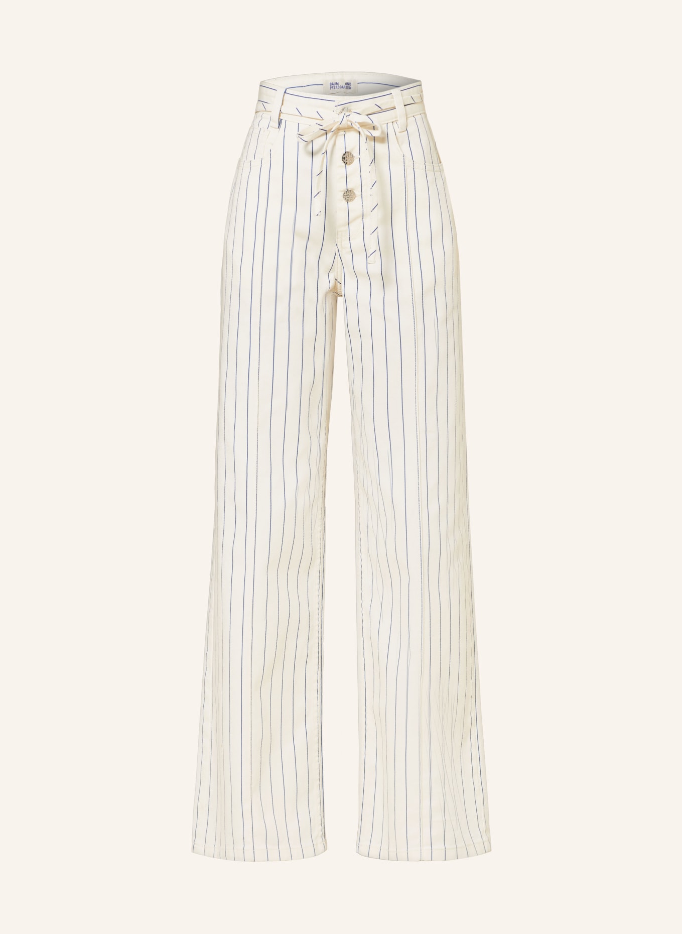 BAUM UND PFERDGARTEN Wide leg trousers NINIA, Color: WHITE/ DARK BLUE (Image 1)