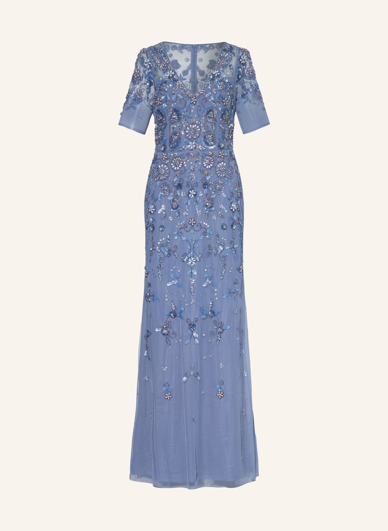 ADRIANNA PAPELL Evening dress with sequins in blue gray light blue light pink