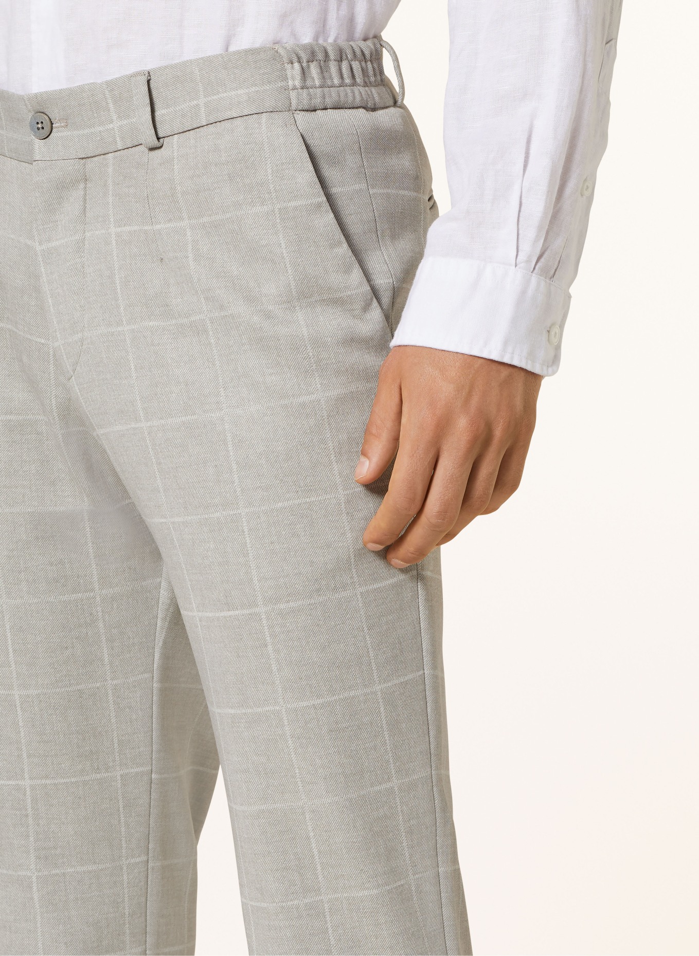 PAUL Spodnie garniturowe extra slim fit z dżerseju, Kolor: 220 SAND (Obrazek 6)