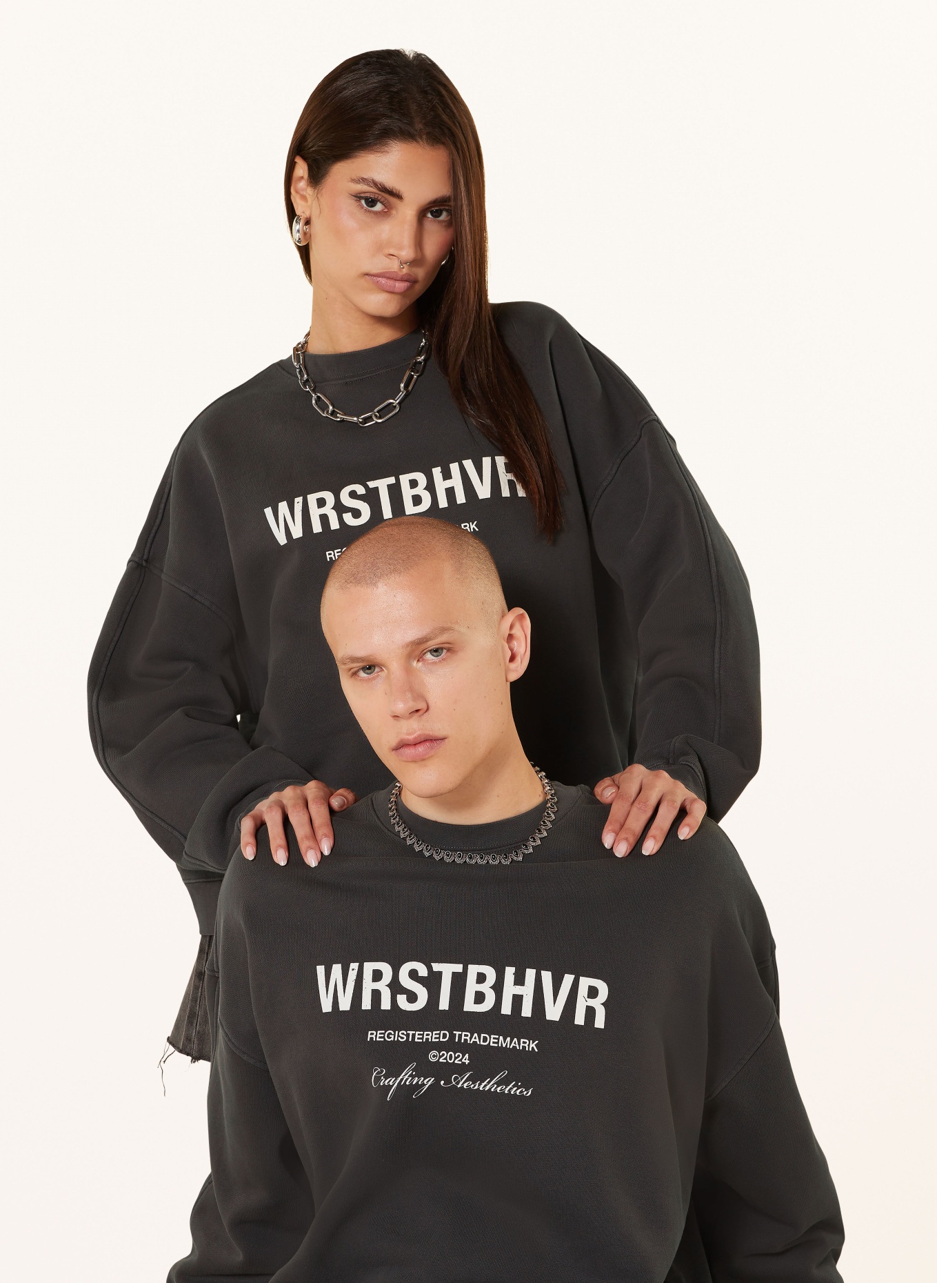 WRSTBHVR Sweatshirt MECK, Color: DARK GRAY/ WHITE (Image 4)