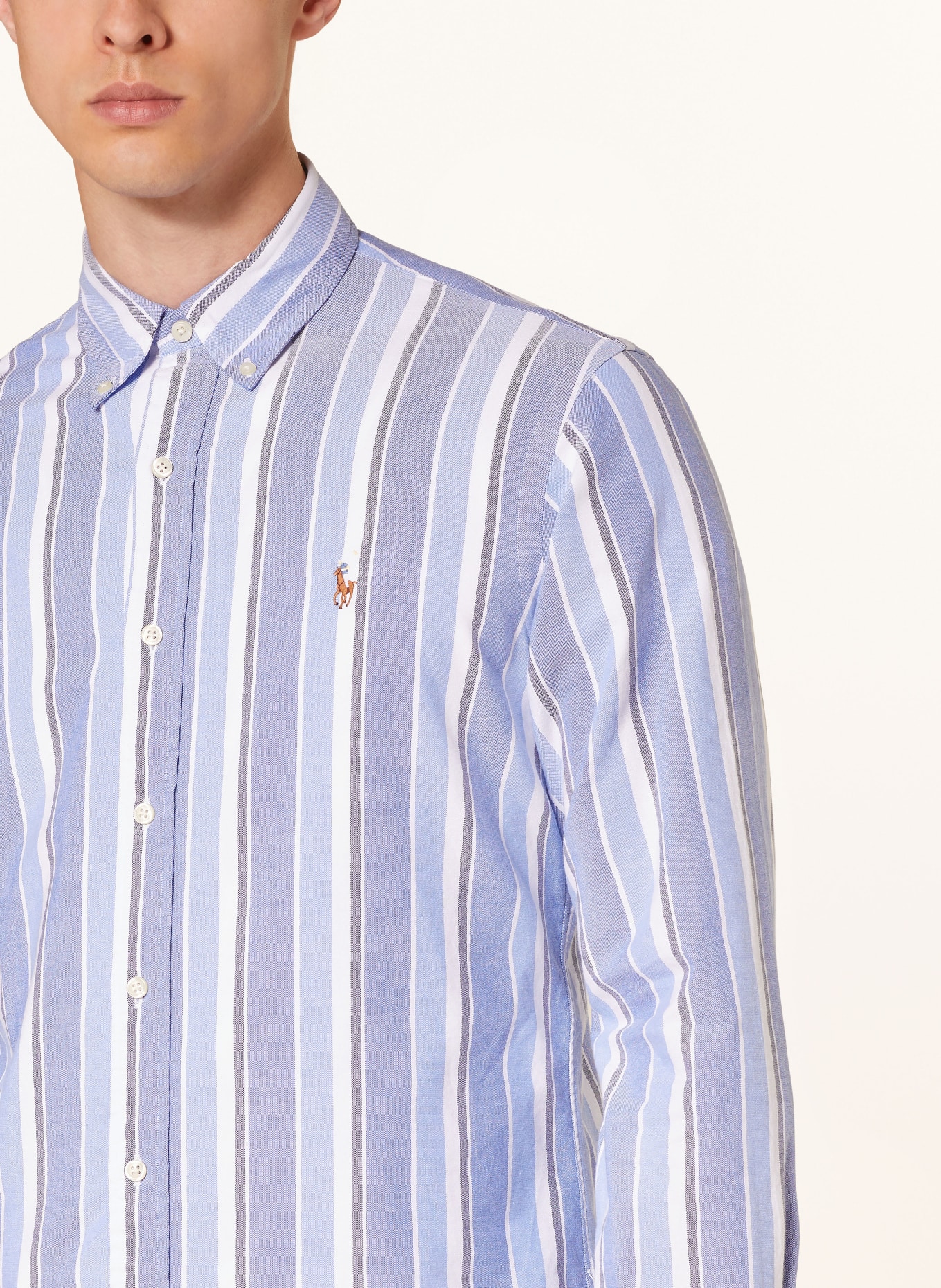 POLO RALPH LAUREN Kurzarm-Hemd Regular Fit: WEISS / HELLBLAU / GRAU