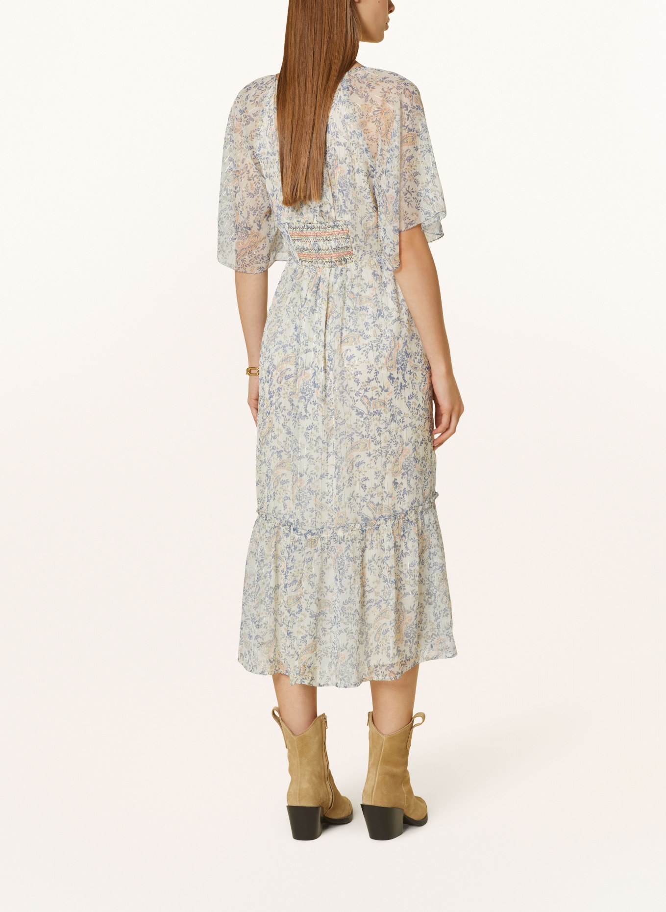 Pepe Jeans Dress MAY with glitter thread and frills, Color: ECRU/ DARK BLUE/ SALMON (Image 3)