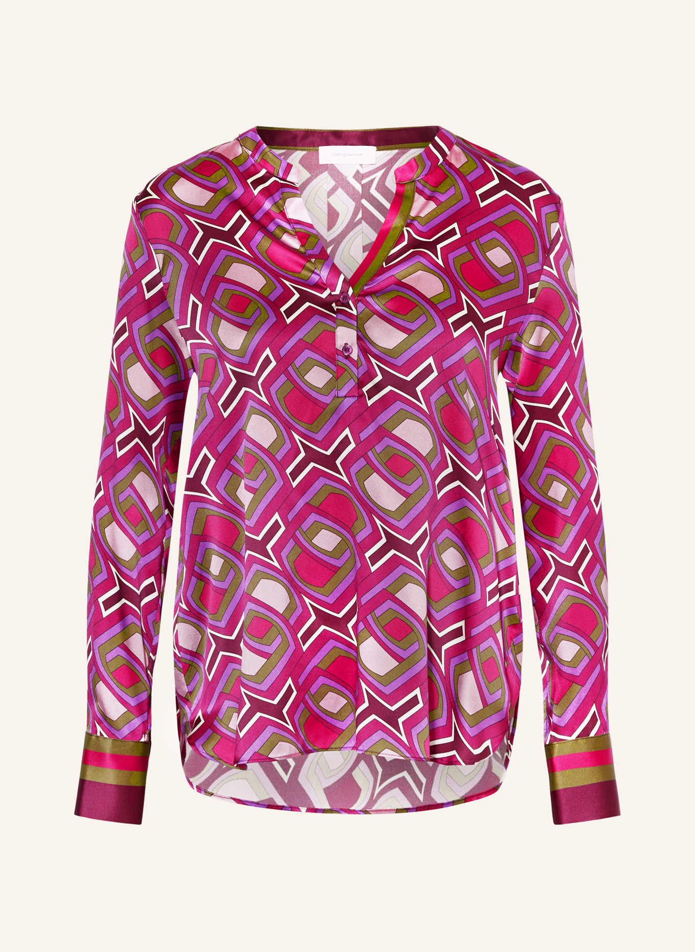 darling harbour Shirt blouse in silk, Color: FUCHSIA/ LIGHT PINK/ OLIVE (Image 1)