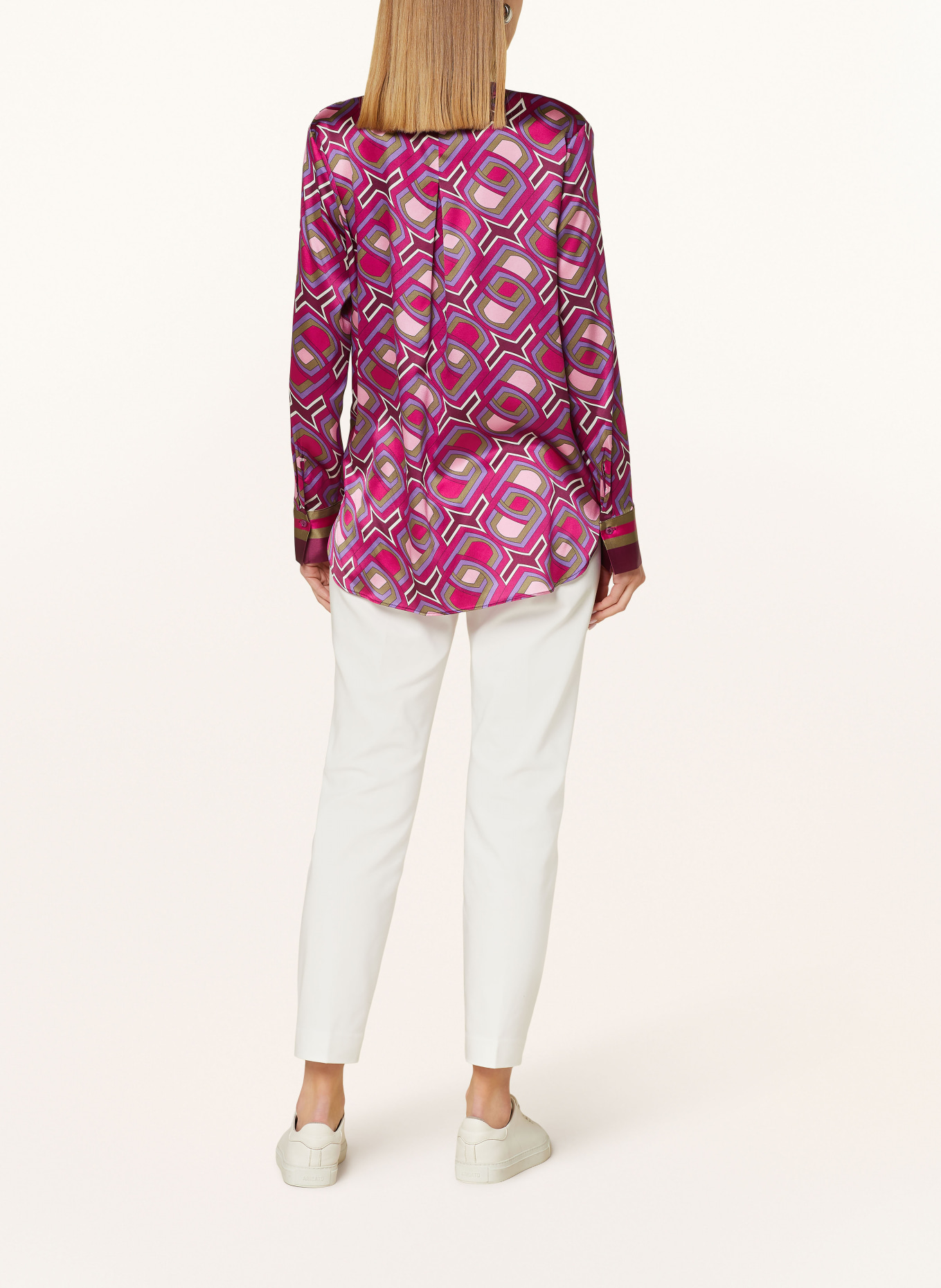 darling harbour Shirt blouse in silk, Color: FUCHSIA/ LIGHT PINK/ OLIVE (Image 3)