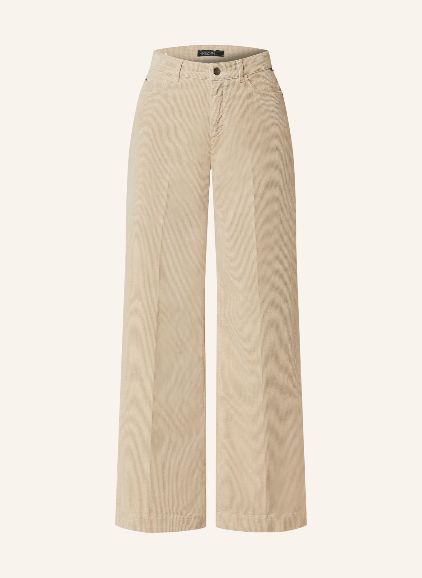 MARC CAIN Wide leg trousers made of corduroy, Color: 646 warm stone (Image 1)