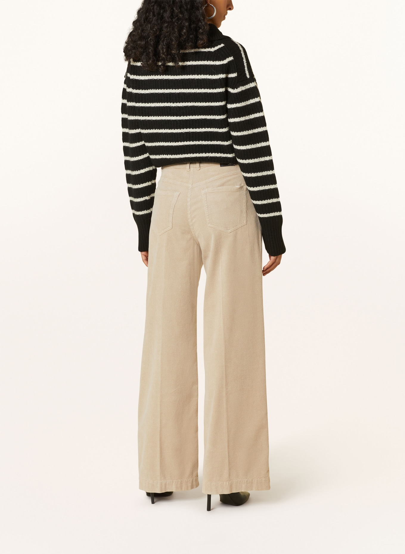 MARC CAIN Wide leg trousers made of corduroy, Color: 646 warm stone (Image 3)