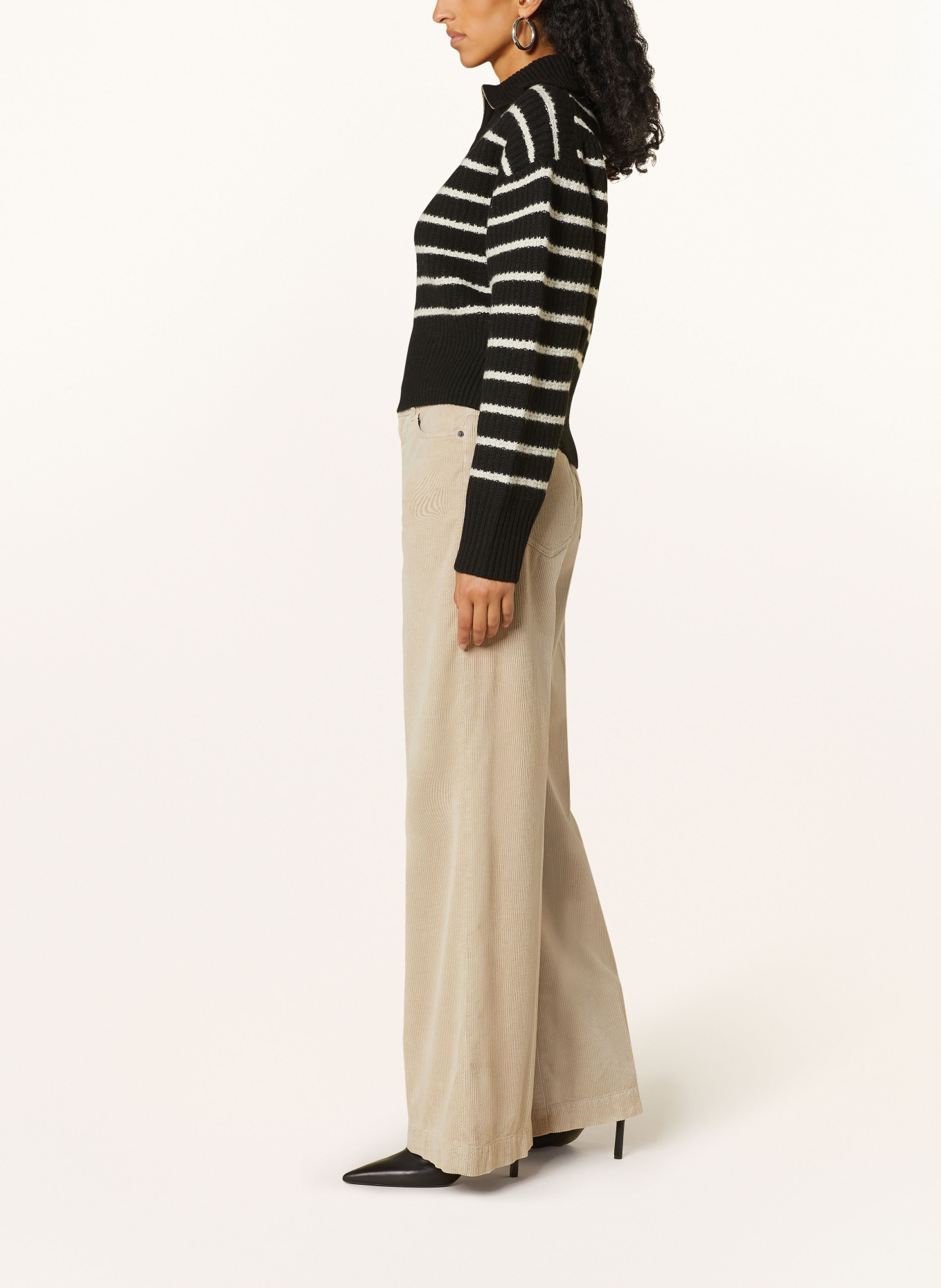 MARC CAIN Wide leg trousers made of corduroy, Color: 646 warm stone (Image 4)