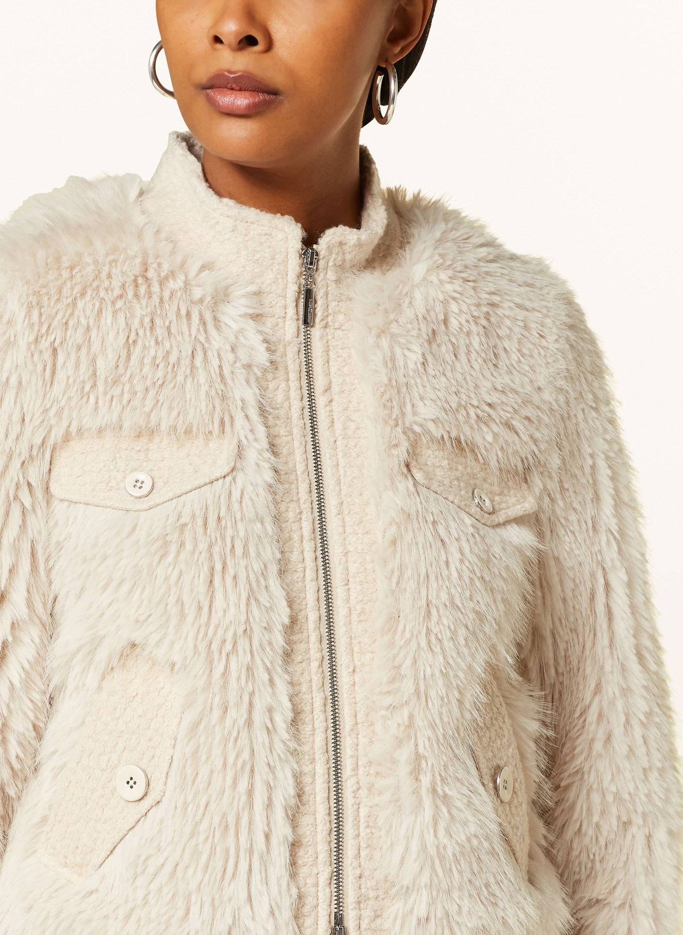 MARC CAIN Faux fur jacket in cream