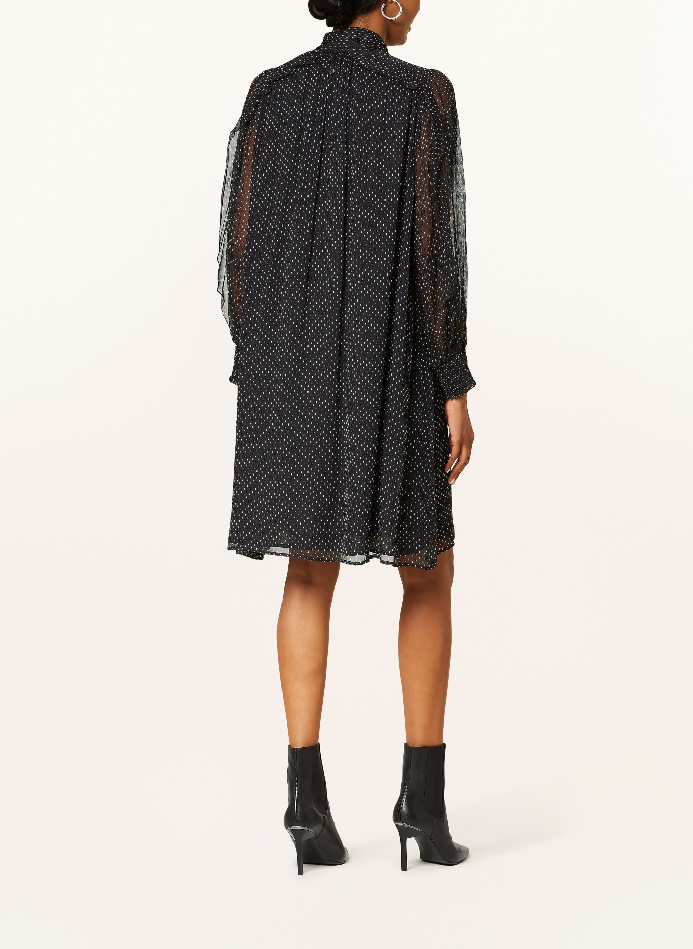 MARC CAIN Robe à col lavallière: NOIR / BLANC