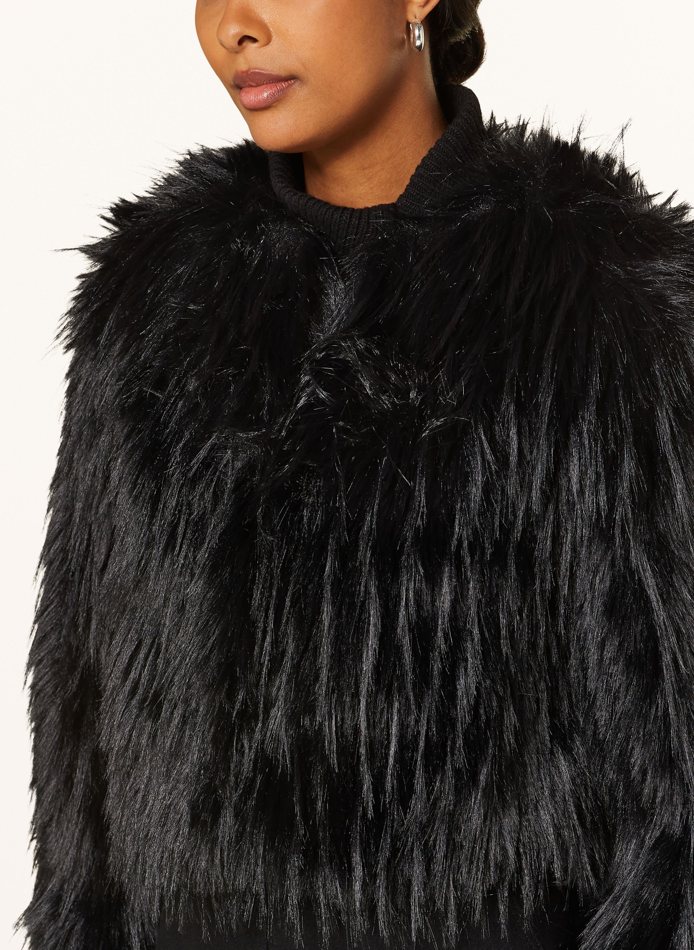 Black shaggy fur coat store