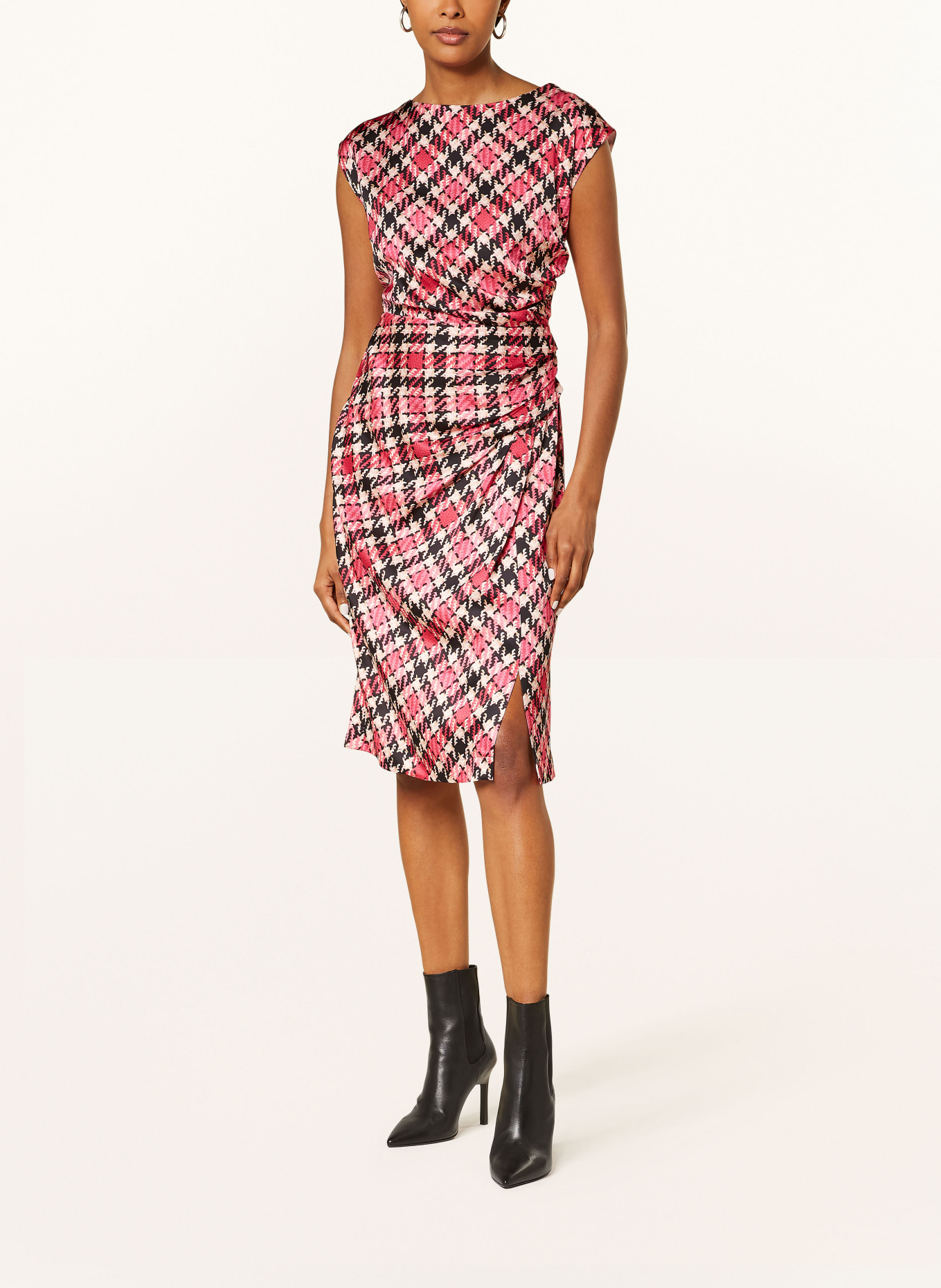 MARC CAIN Sukienka etui: MOCNORÓŻOWY / CZARNY / KREMOWY