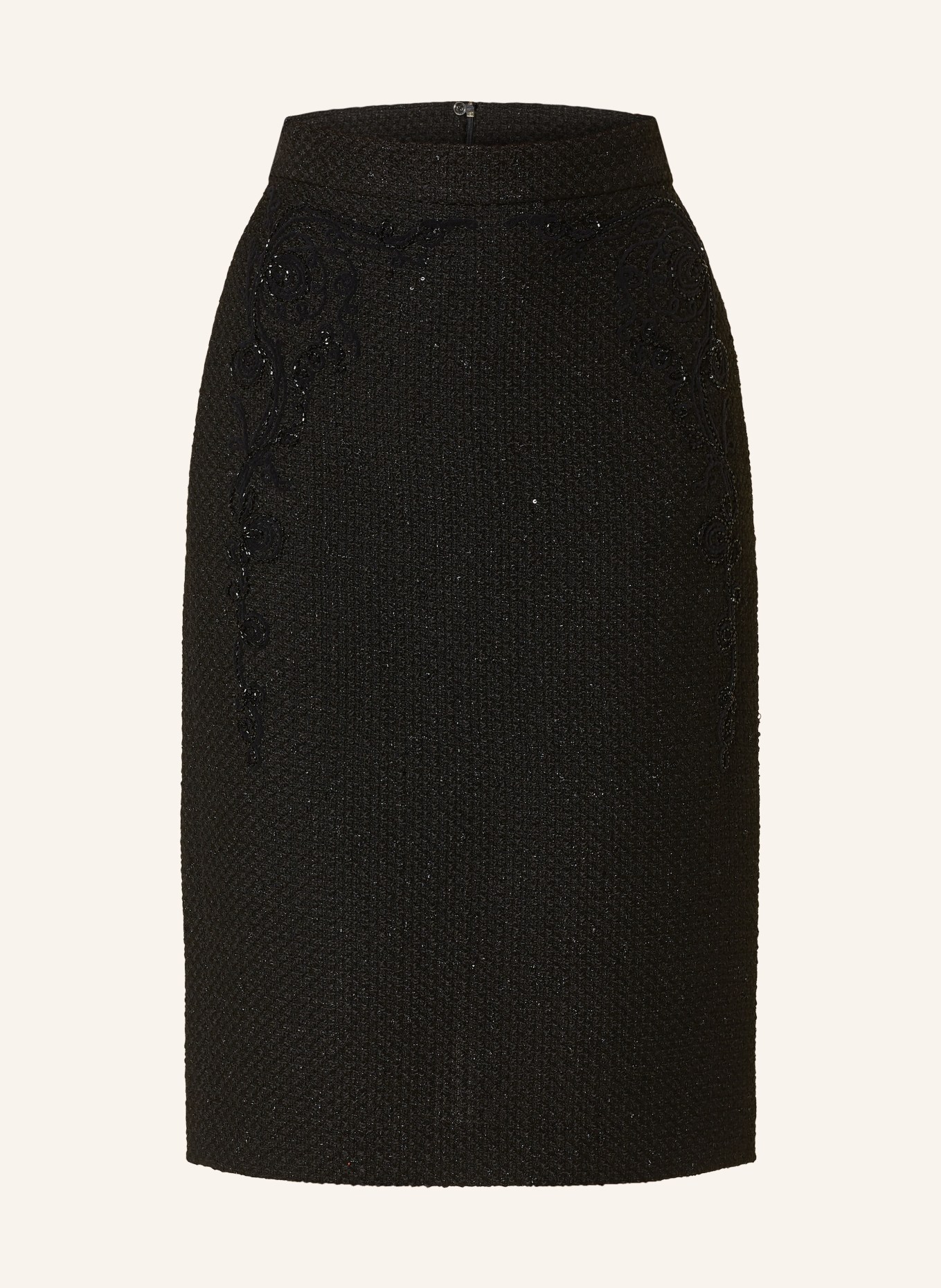 MARC CAIN Tweed skirt with glitter thread, Color: 900 BLACK (Image 1)