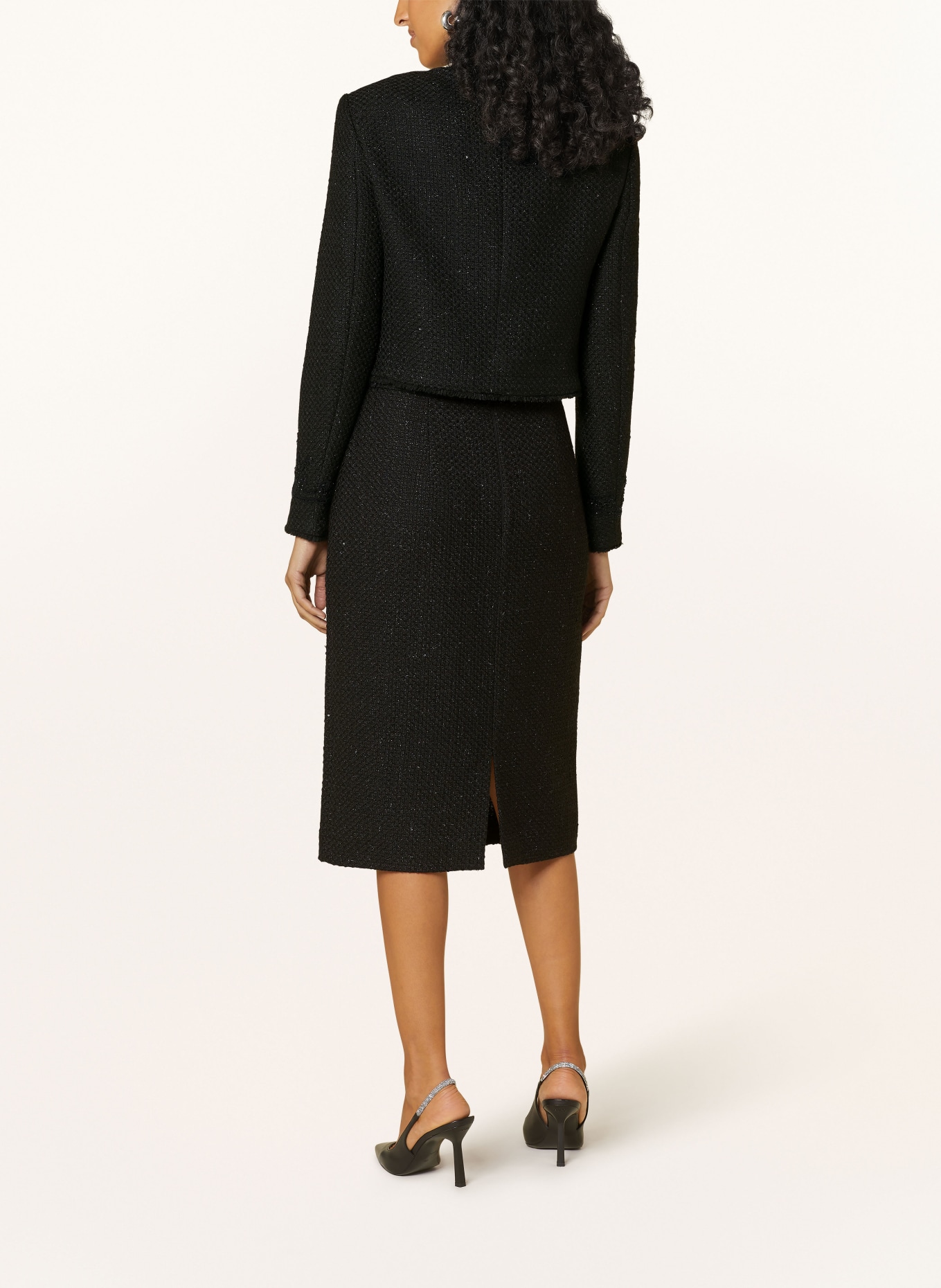 MARC CAIN Tweed skirt with glitter thread, Color: 900 BLACK (Image 3)