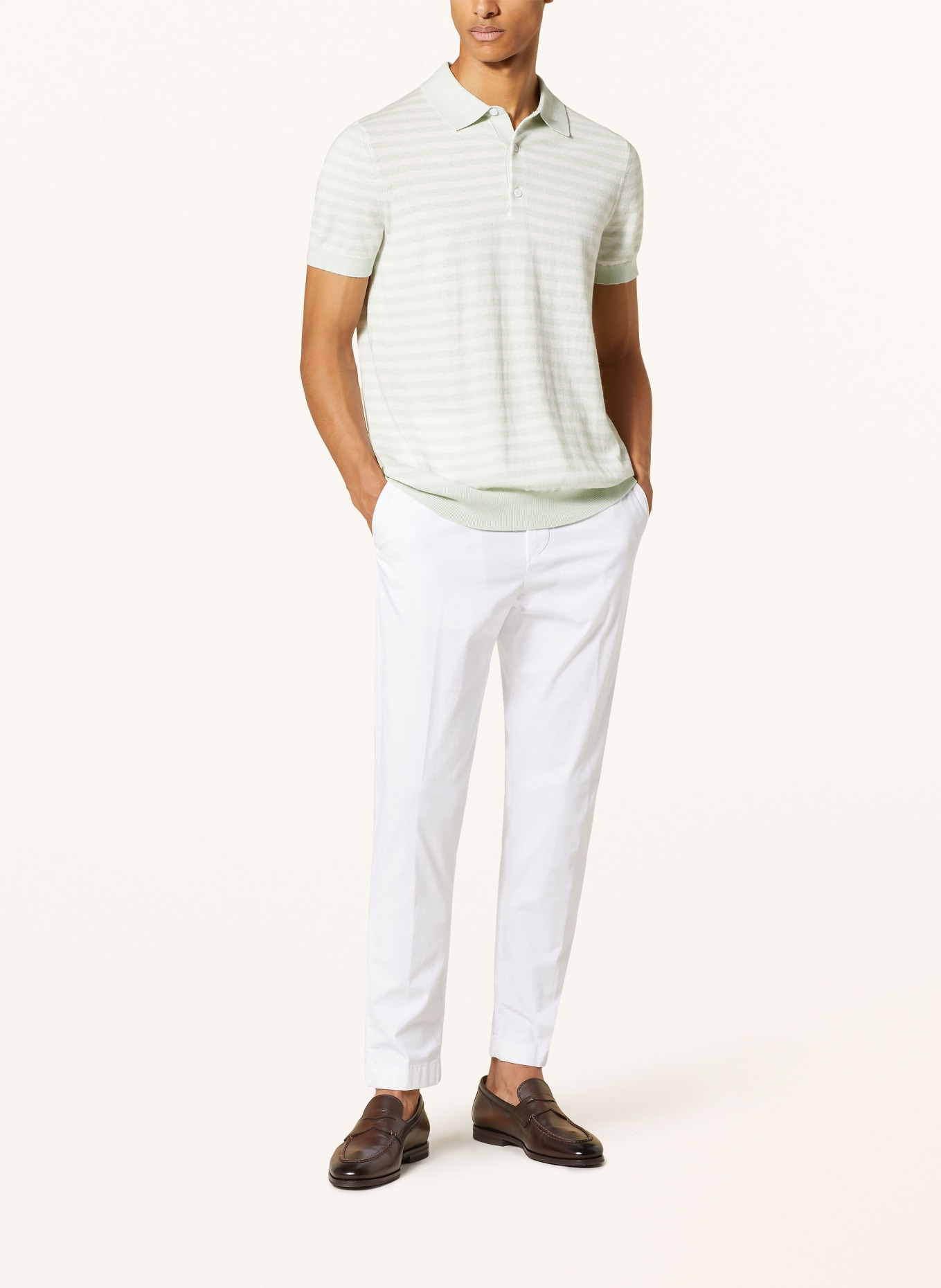 windsor. Knitted polo shirt with cashmere, Color: MINT/ CREAM (Image 2)