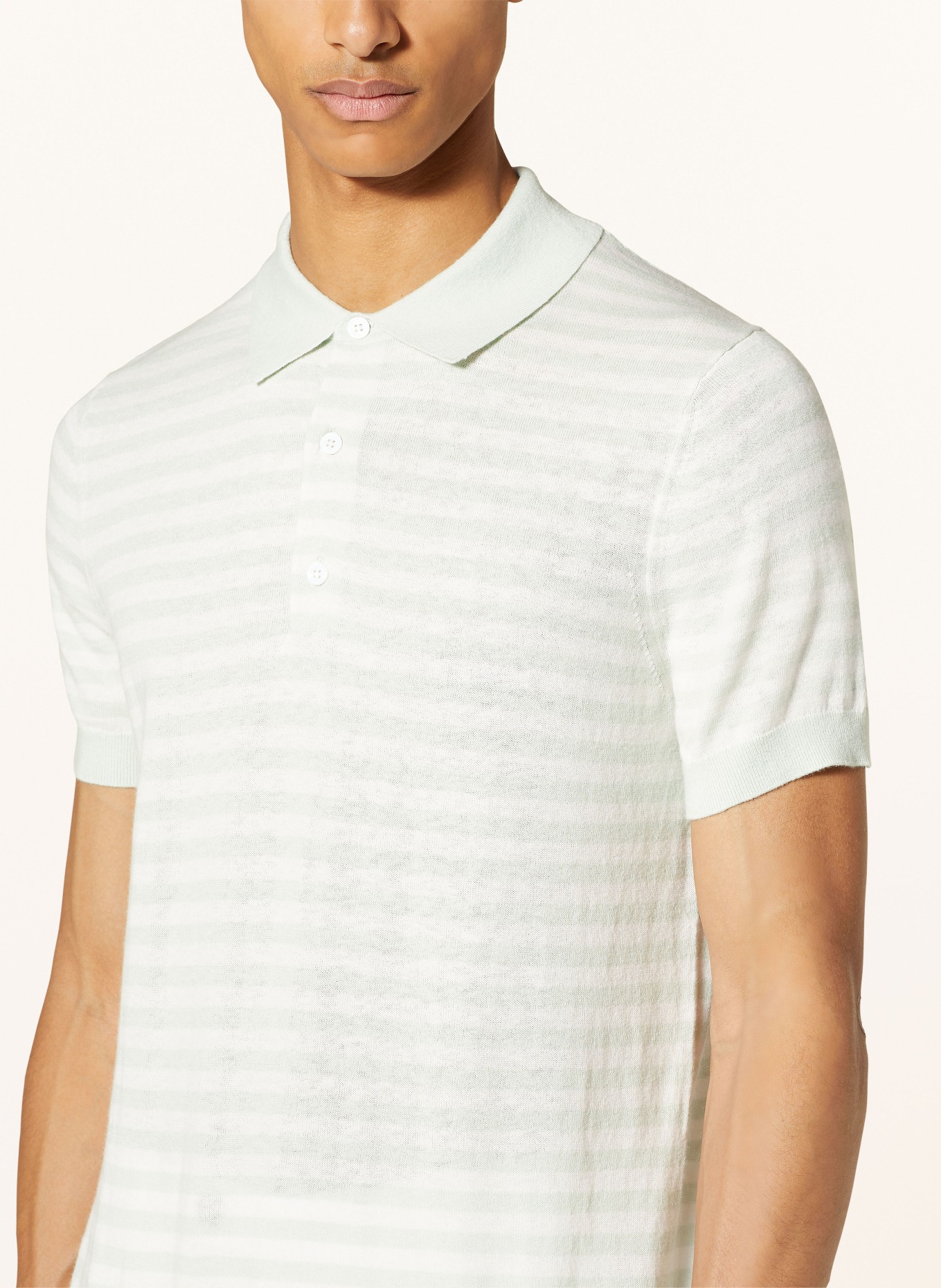 windsor. Knitted polo shirt with cashmere, Color: MINT/ CREAM (Image 4)
