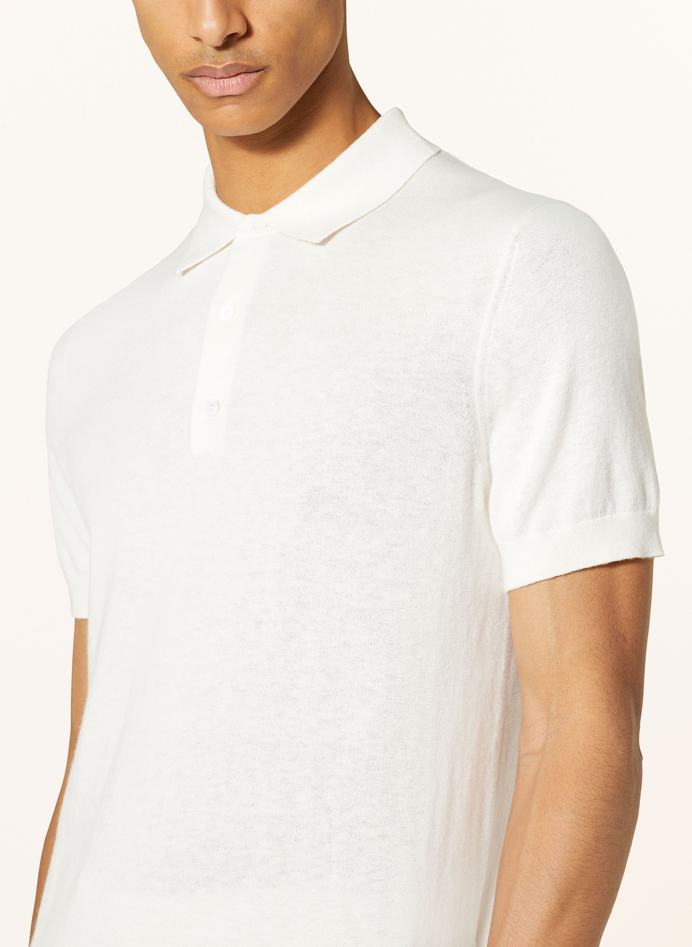 windsor. Knitted polo shirt with cashmere, Color: WHITE (Image 4)
