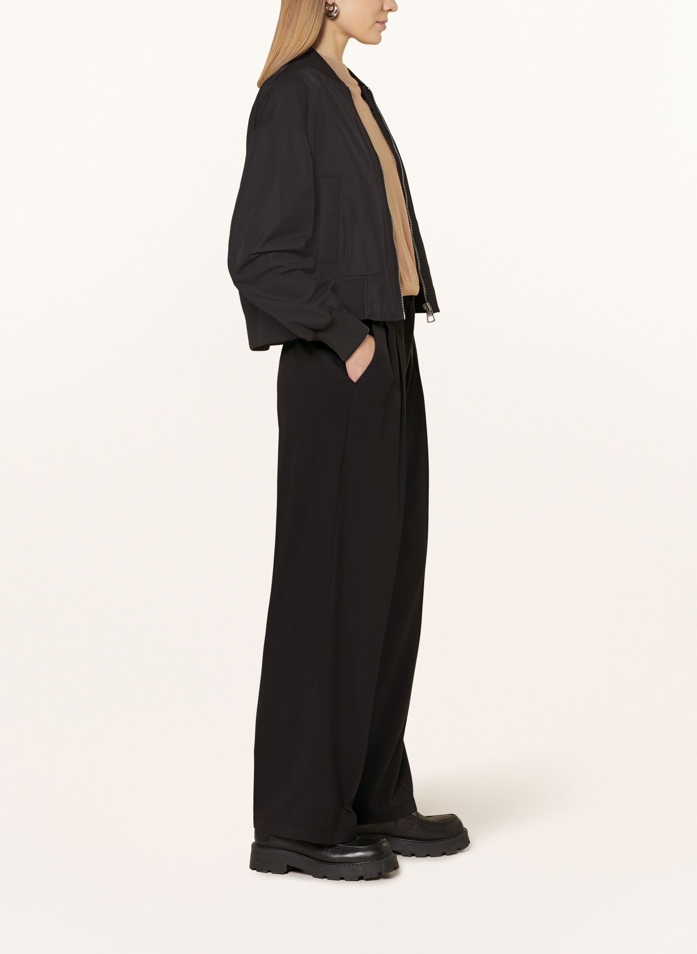 darling harbour Wide leg trousers, Color: BLACK (Image 4)