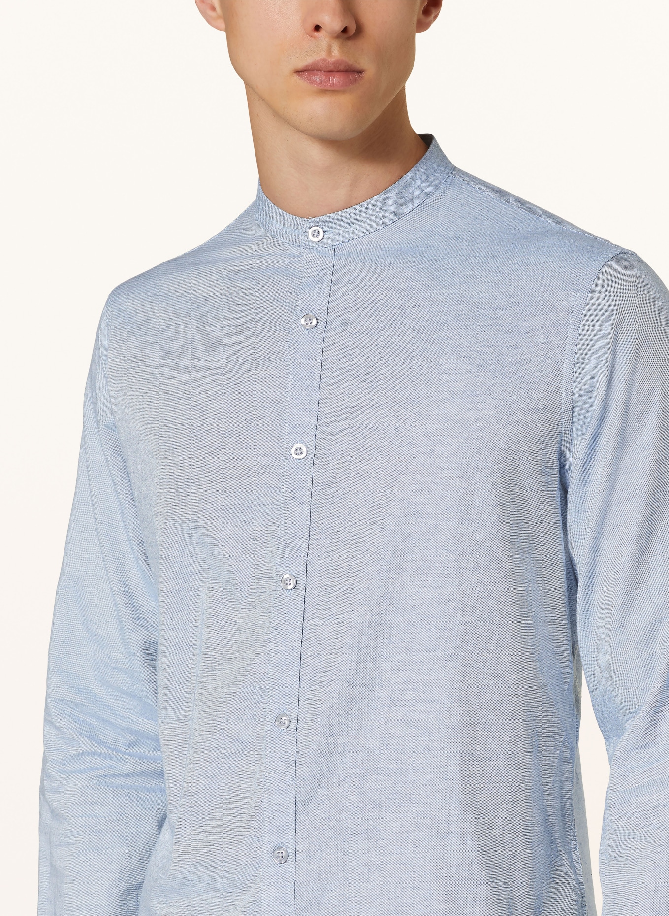 NOWADAYS Shirt regular fit with stand-up collar, Color: LIGHT BLUE (Image 4)