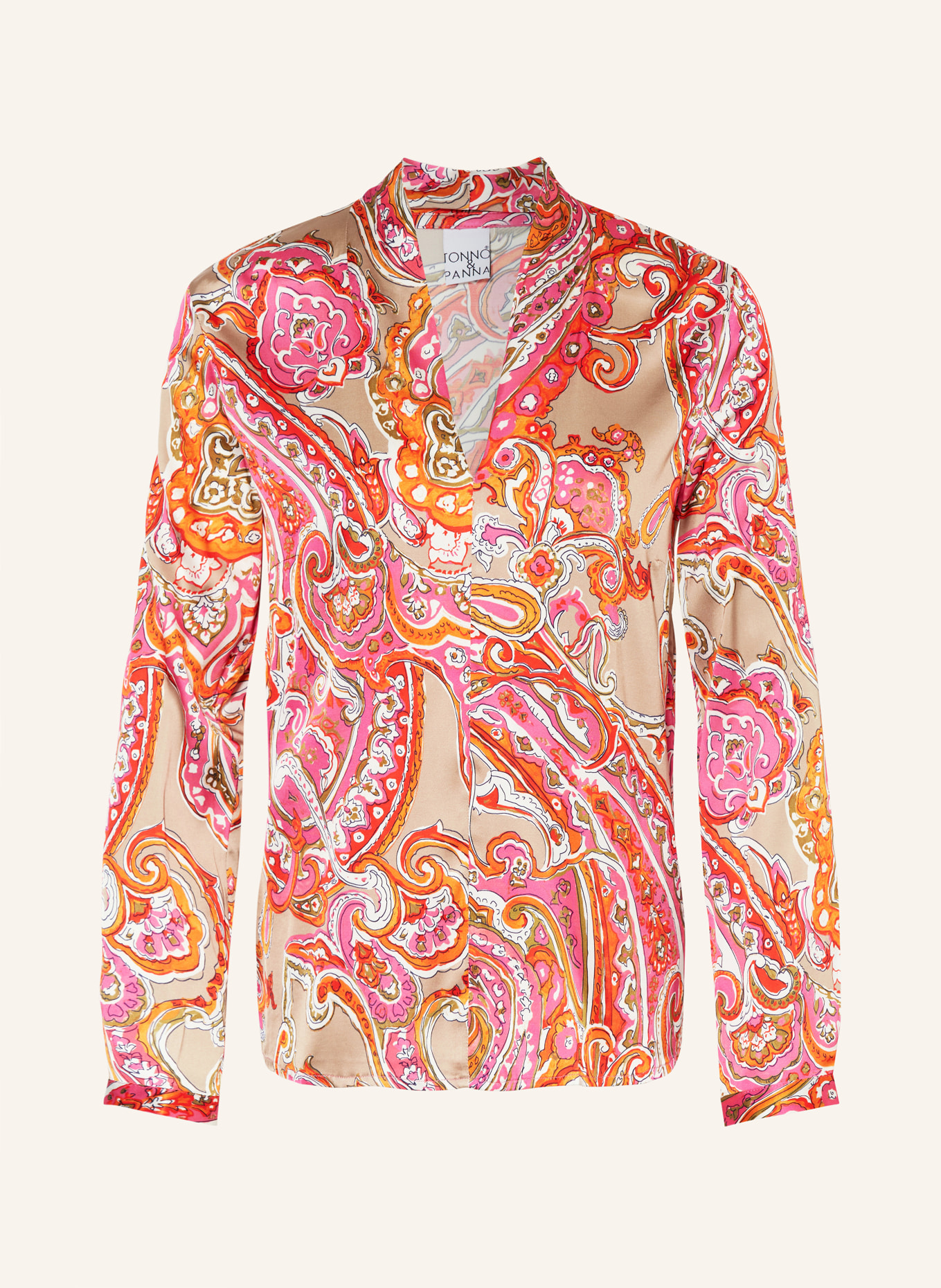 TONNO & PANNA Shirt blouse in satin, Color: PINK/ ORANGE/ BEIGE (Image 1)