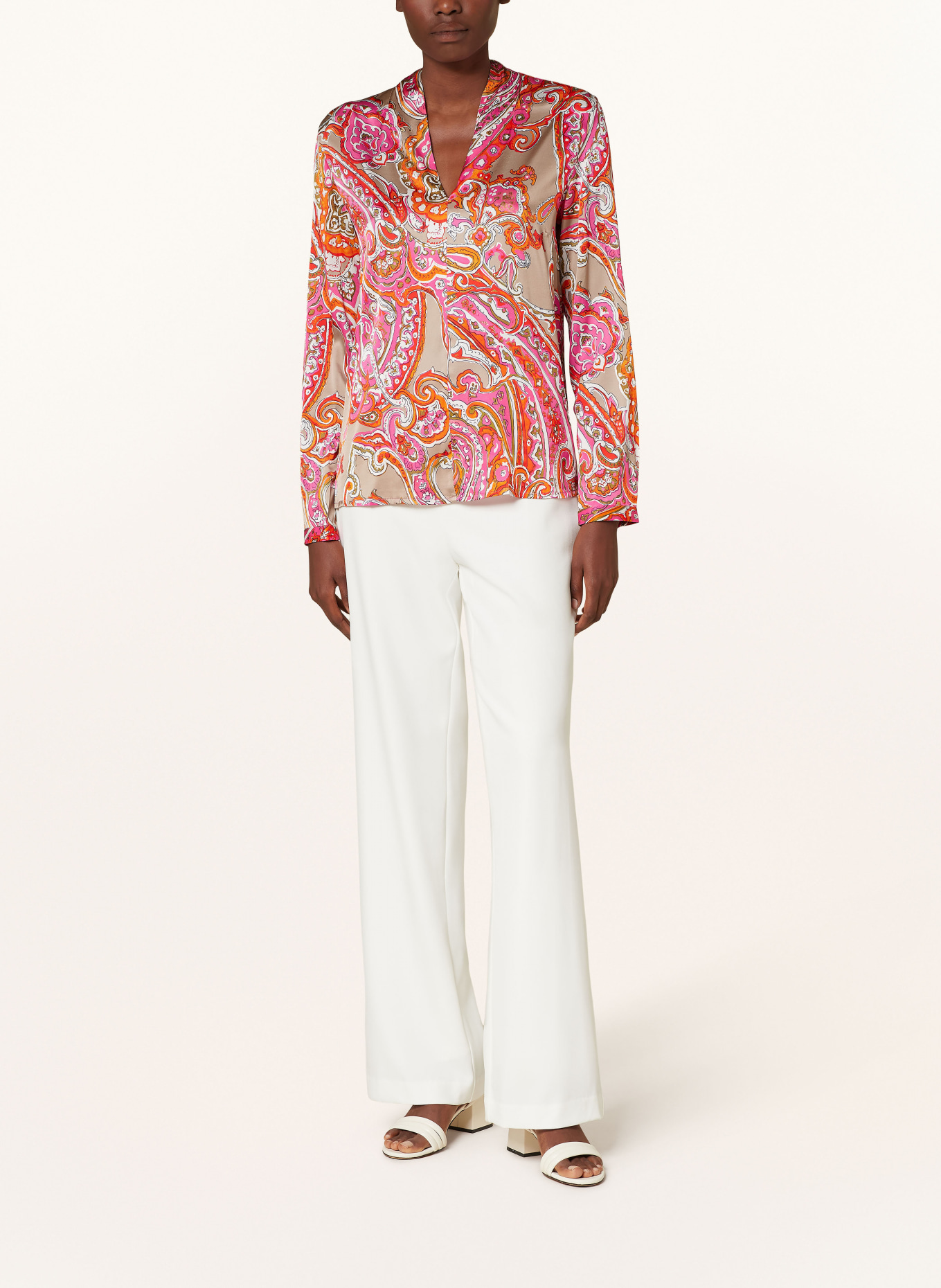 TONNO & PANNA Shirt blouse in satin, Color: PINK/ ORANGE/ BEIGE (Image 2)