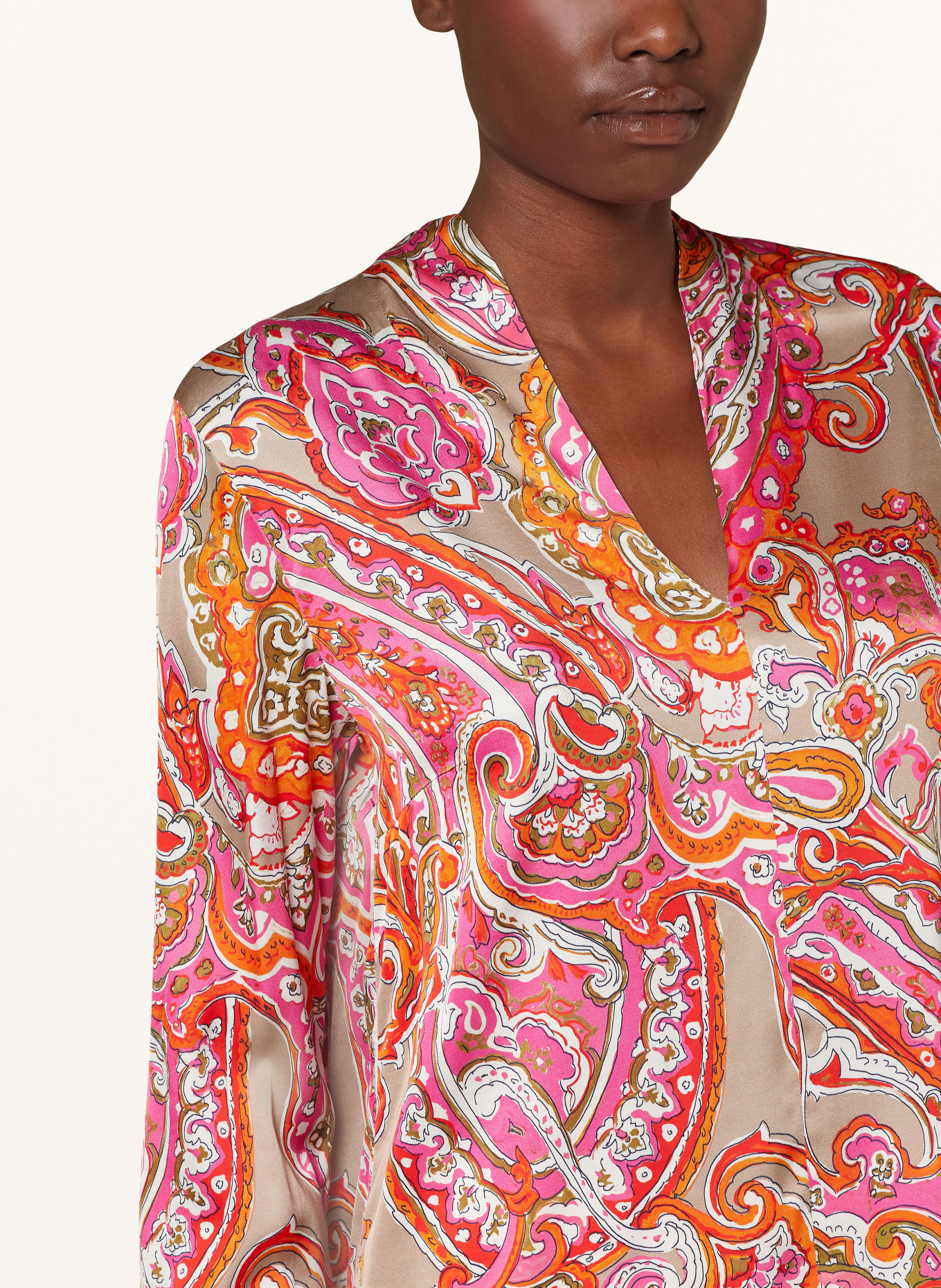 TONNO & PANNA Shirt blouse in satin, Color: PINK/ ORANGE/ BEIGE (Image 4)