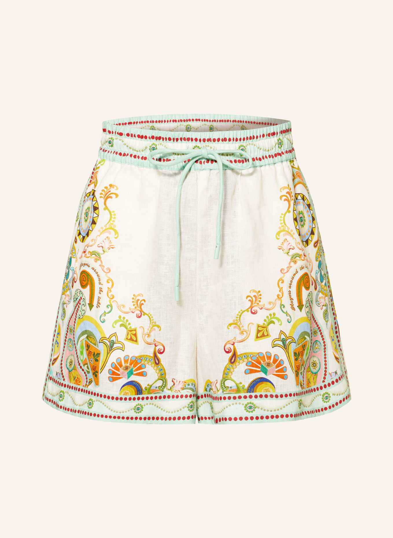 ALÉMAIS Linen shorts PINBALL, Color: CREAM/ DARK YELLOW/ ORANGE (Image 1)