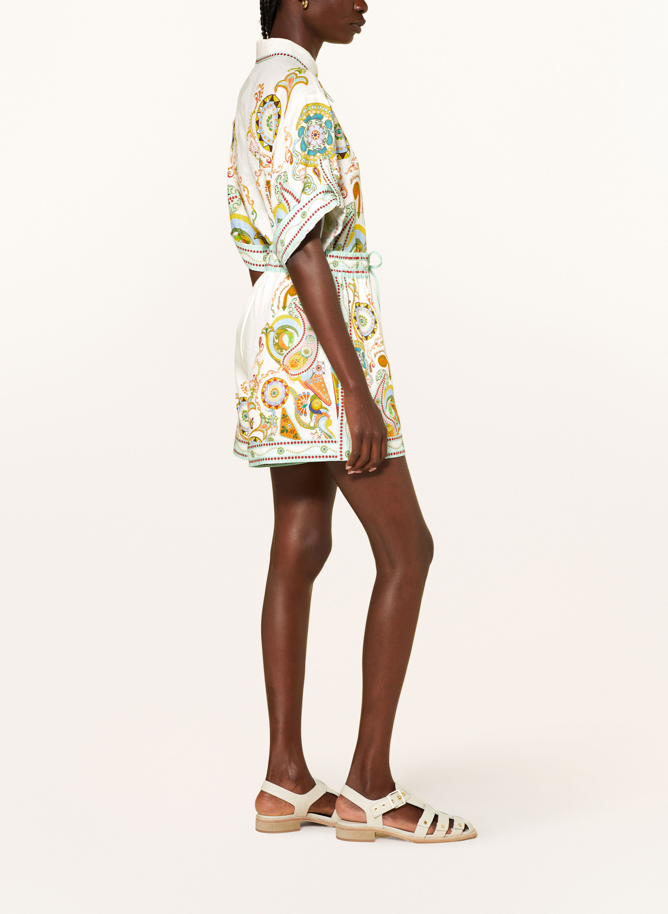 ALÉMAIS Linen shorts PINBALL, Color: CREAM/ DARK YELLOW/ ORANGE (Image 4)