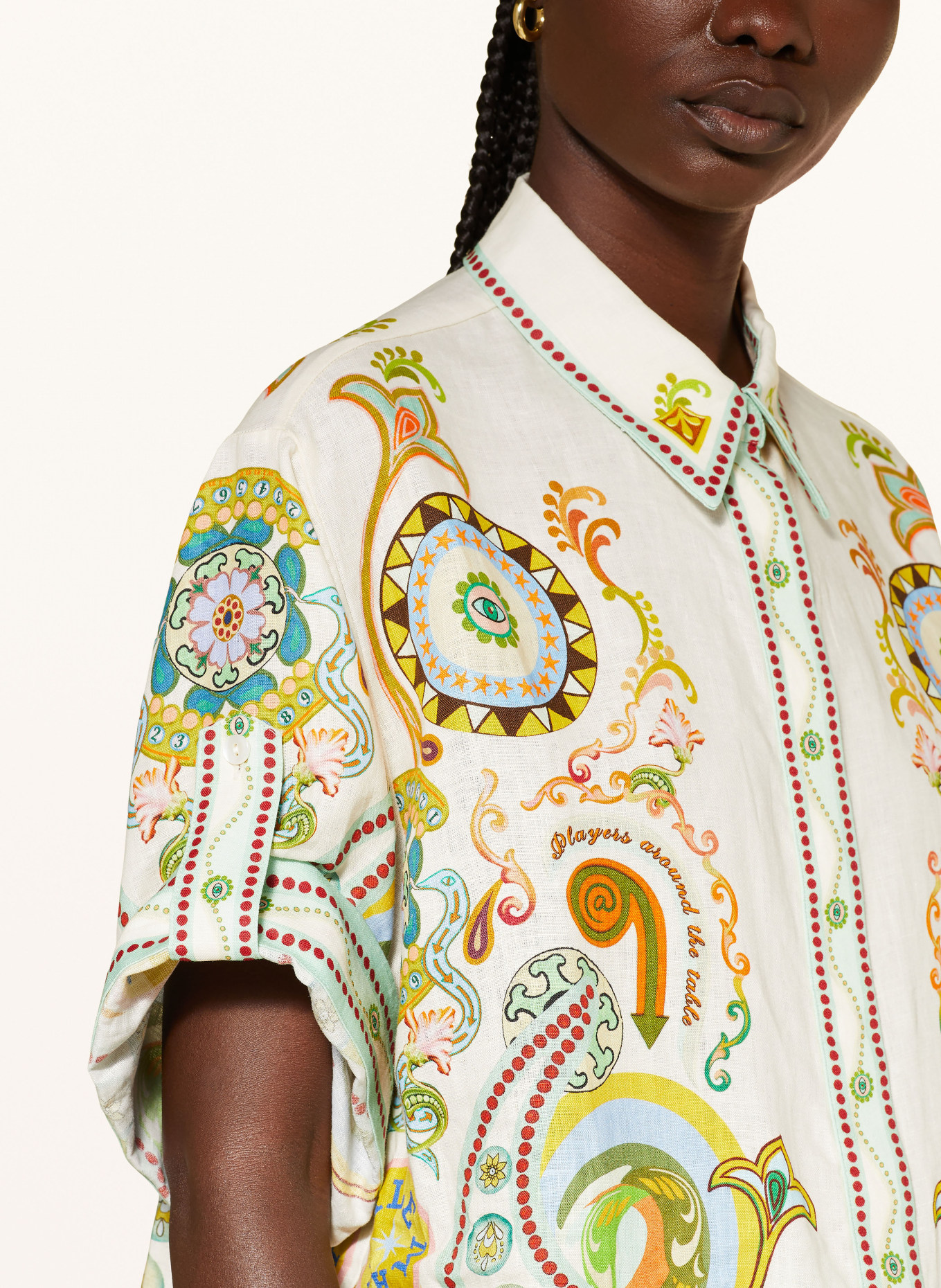 ALÉMAIS Shirt blouse PINBALL made of linen, Color: DARK YELLOW/ ORANGE/ CREAM (Image 4)
