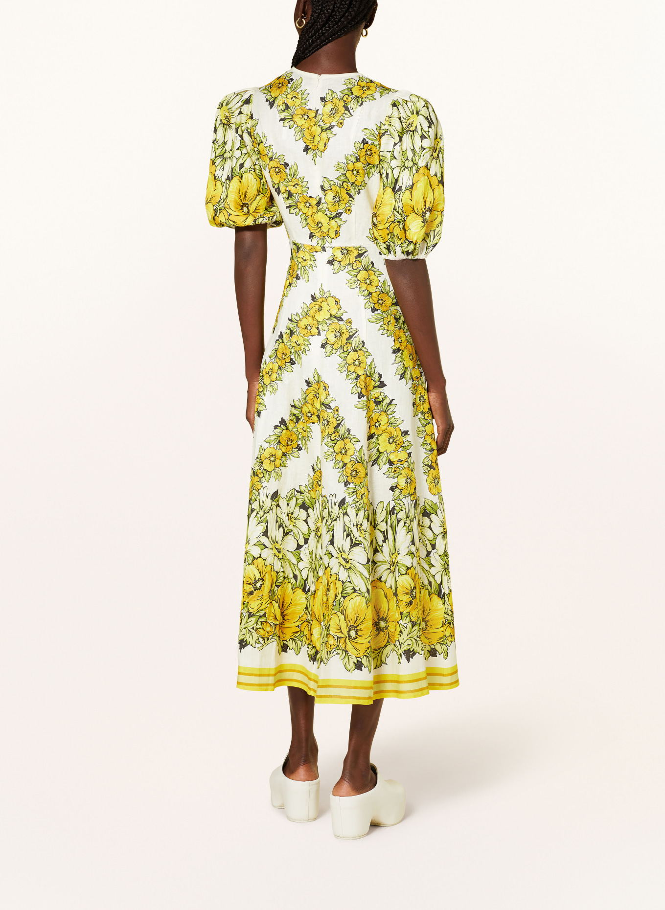 ALÉMAIS Linen dress GISELA, Color: DARK YELLOW/ GREEN/ CREAM (Image 3)