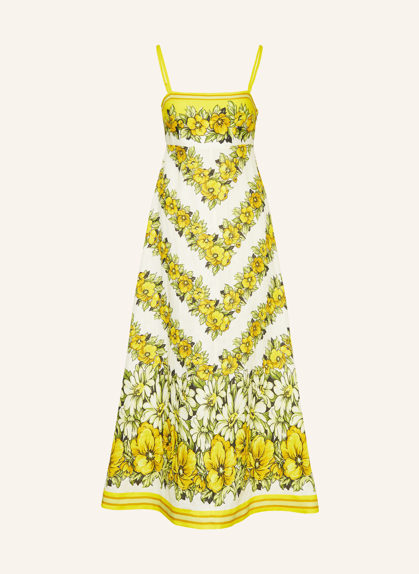ALÉMAIS Linen dress GISELA, Color: YELLOW/ GREEN/ CREAM (Image 1)