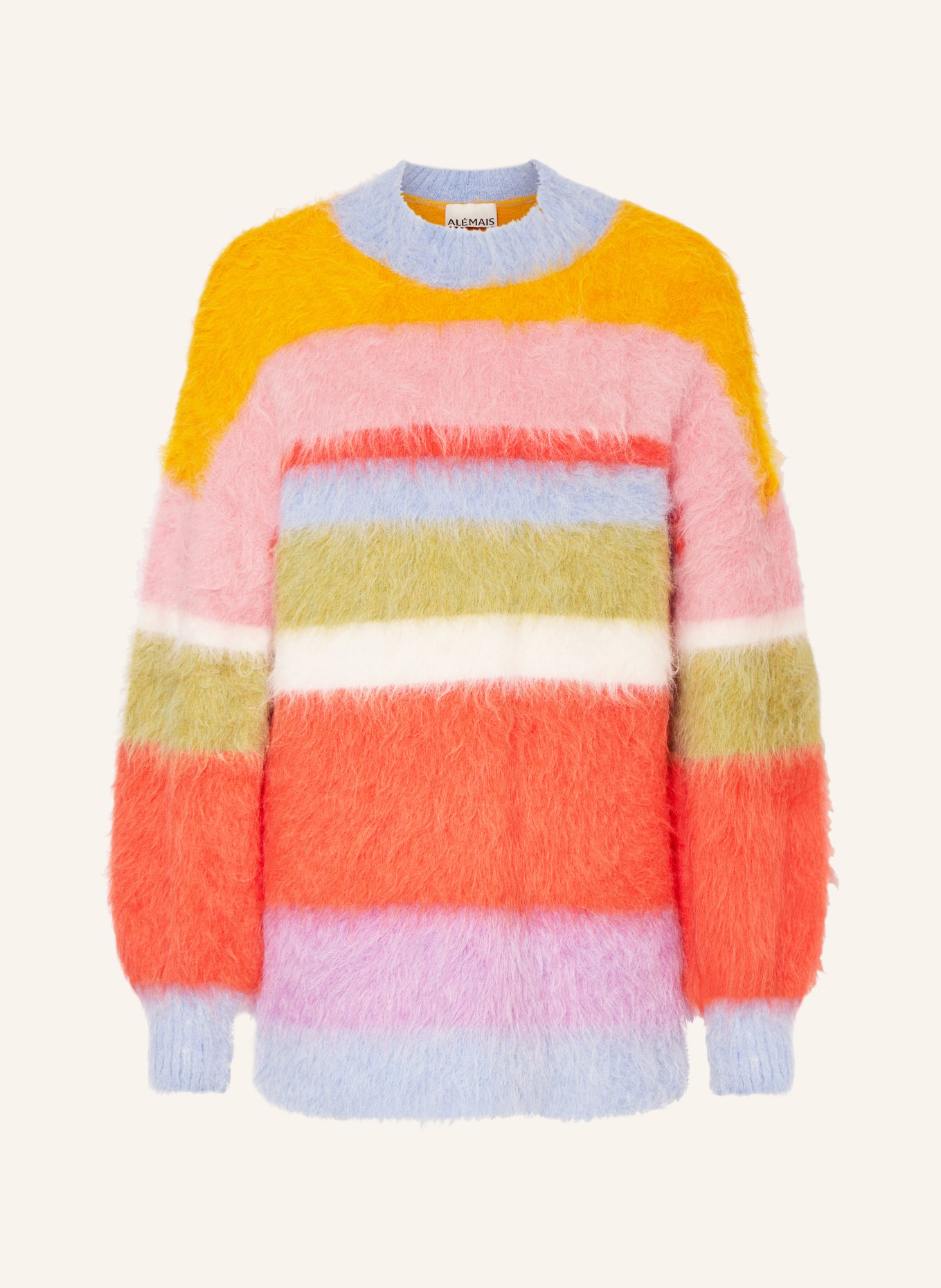 ALÉMAIS Alpaka-Pullover, Farbe: ROSA/ GRÜN/ ROT (Bild 1)