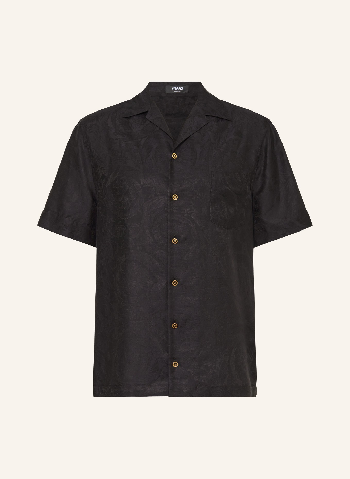 VERSACE Short sleeve shirt comfort fit with silk, Color: BLACK (Image 1)