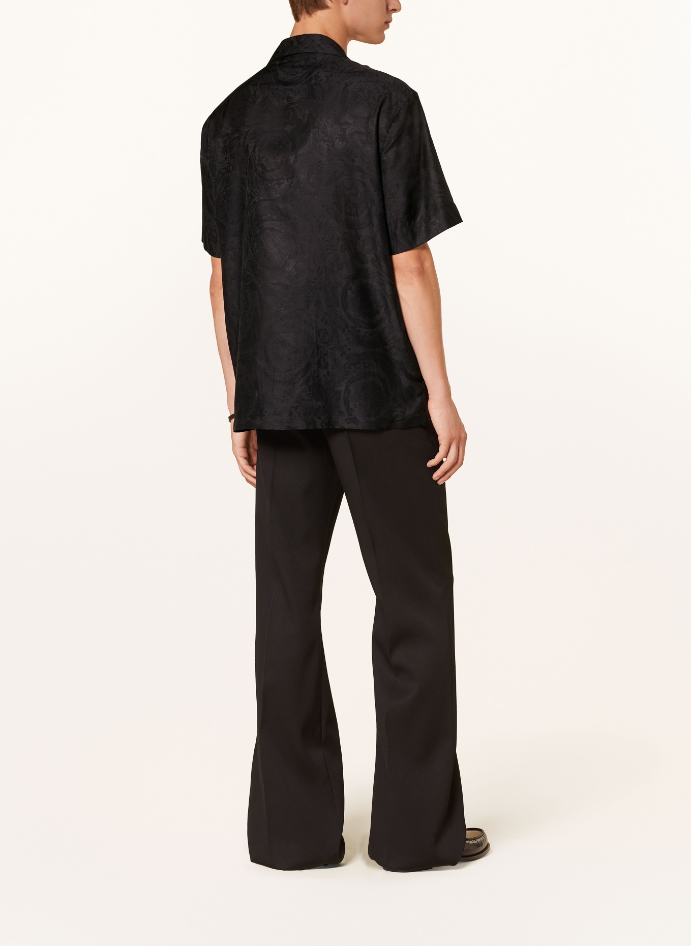 VERSACE Short sleeve shirt comfort fit with silk, Color: BLACK (Image 3)