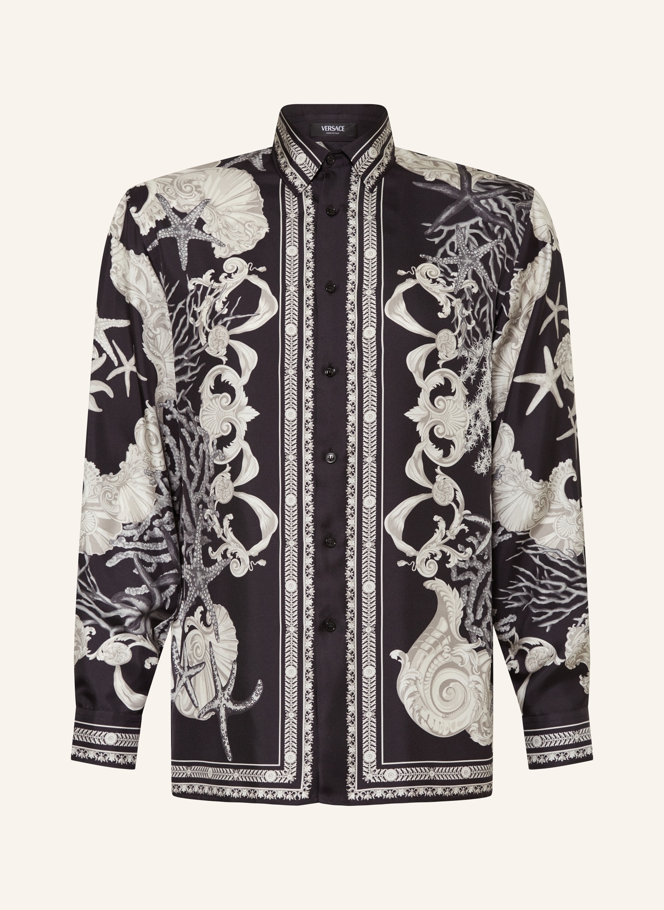 VERSACE Silk shirt comfort fit, Color: BLACK/ ECRU/ TAUPE (Image 1)
