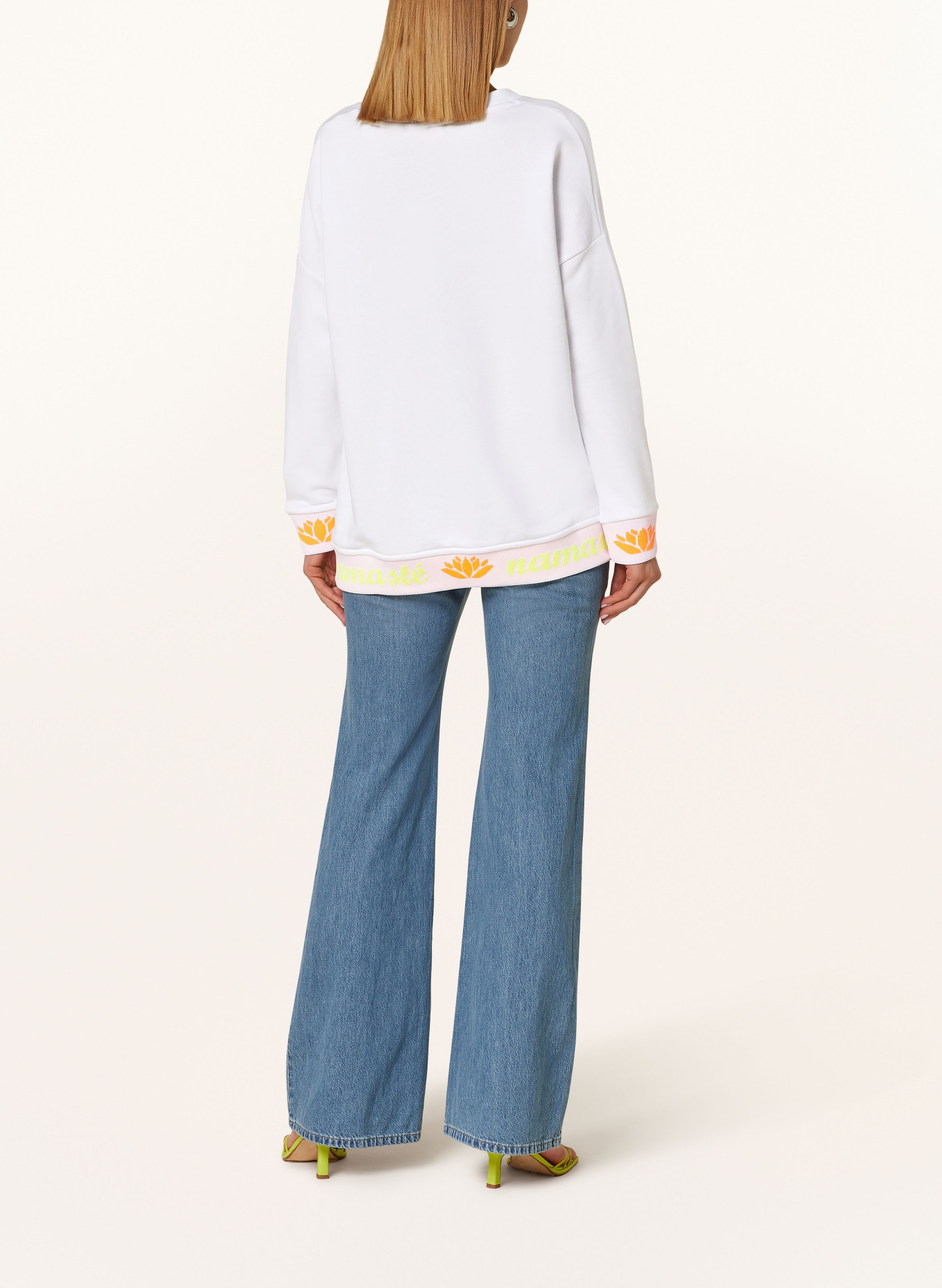 miss goodlife Sweatshirt NAMASTE, Color: WHITE/ NEON ORANGE/ NEON YELLOW (Image 3)